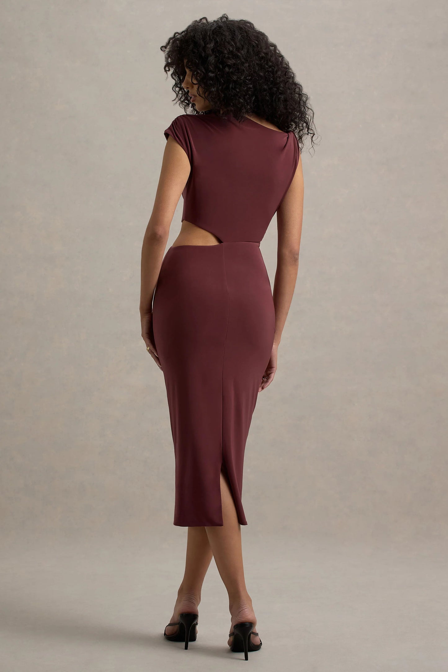 Calliope | Burgundy Cut-Out Gathered Midi Dress