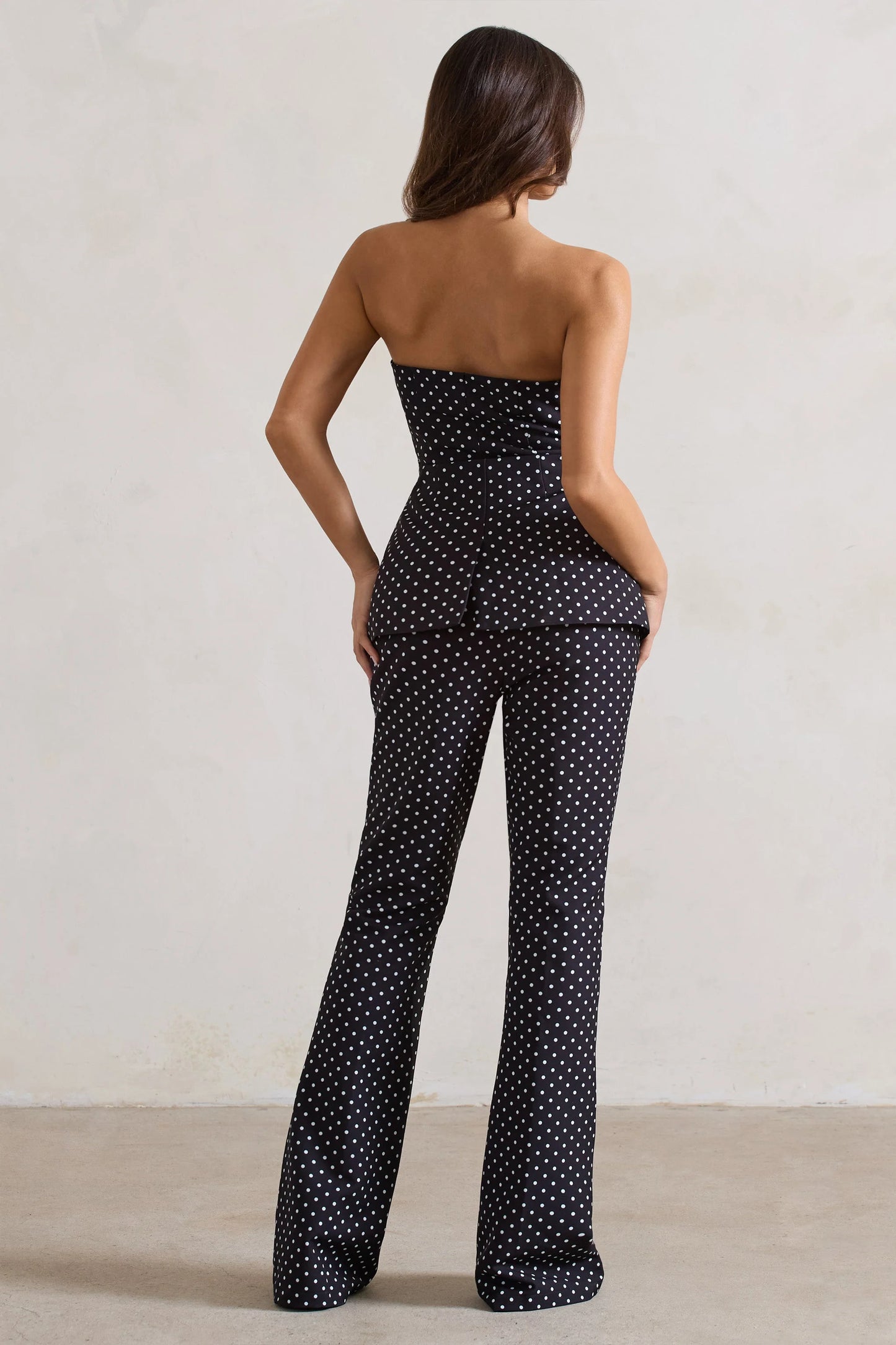 Kehlani | Black Polka Dot High Waist Wide Leg Trousers