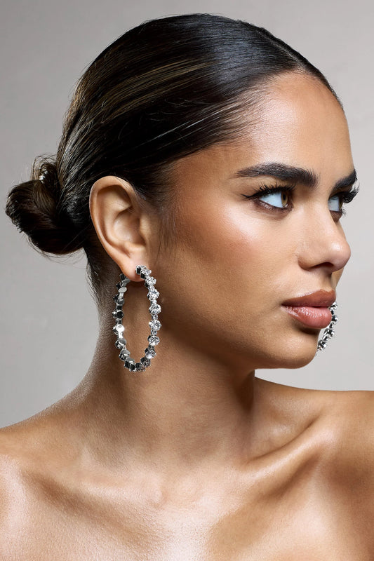 Isobel | Silver Diamante Hoop Earrings