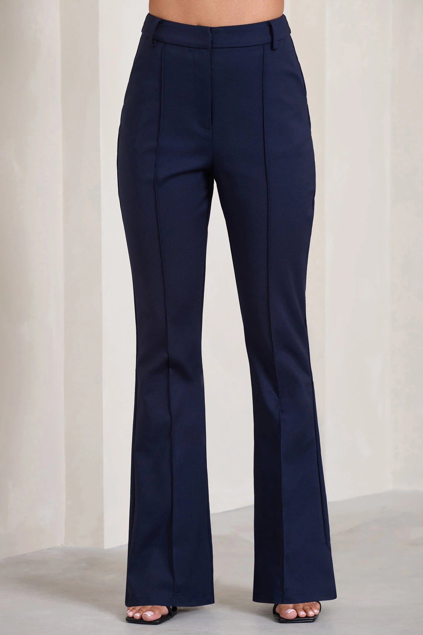 Kehlani | Navy High Waist Wide Leg Trousers