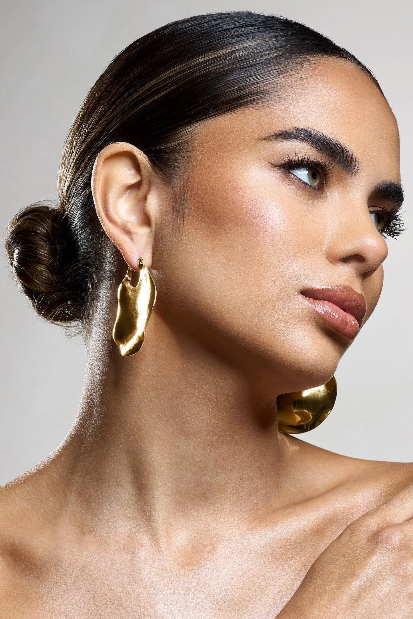 Carmel | Gold Textured Abstract Disc Earrings