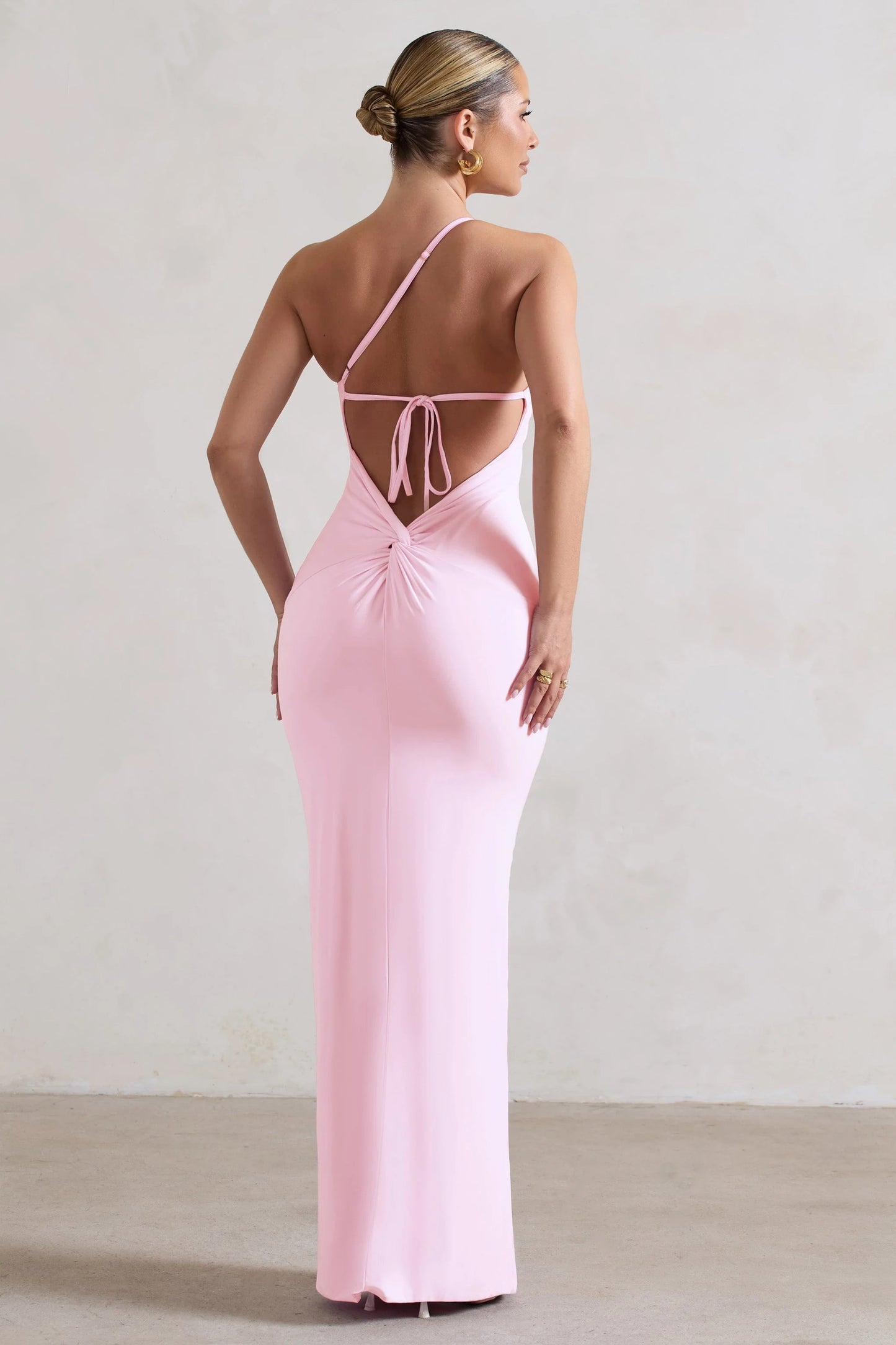 Dressing Up | Pink One Shoulder Maxi Dress With Open Back Detail