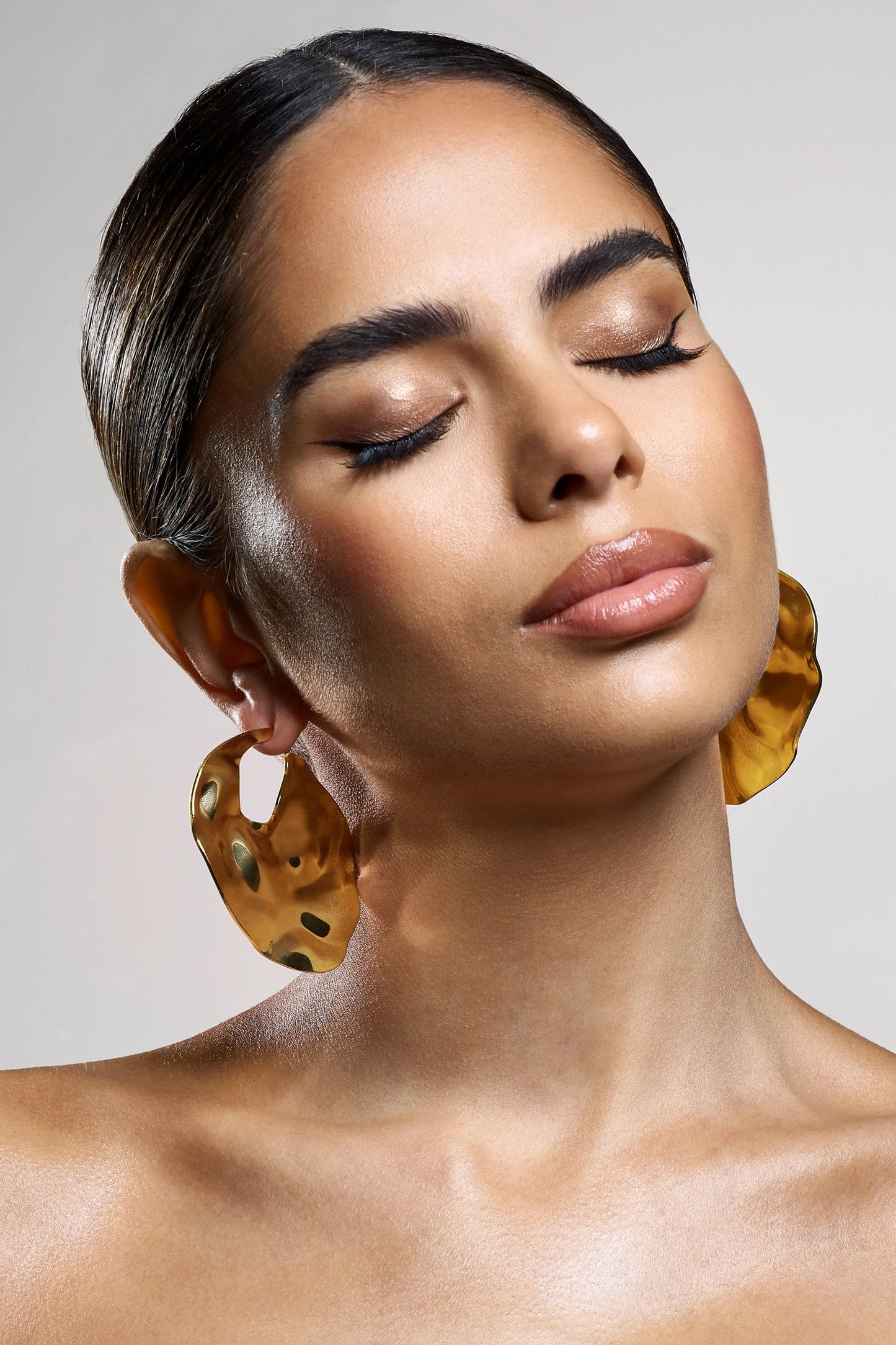 Journey | Gold Textured Abstract Disc Earrings