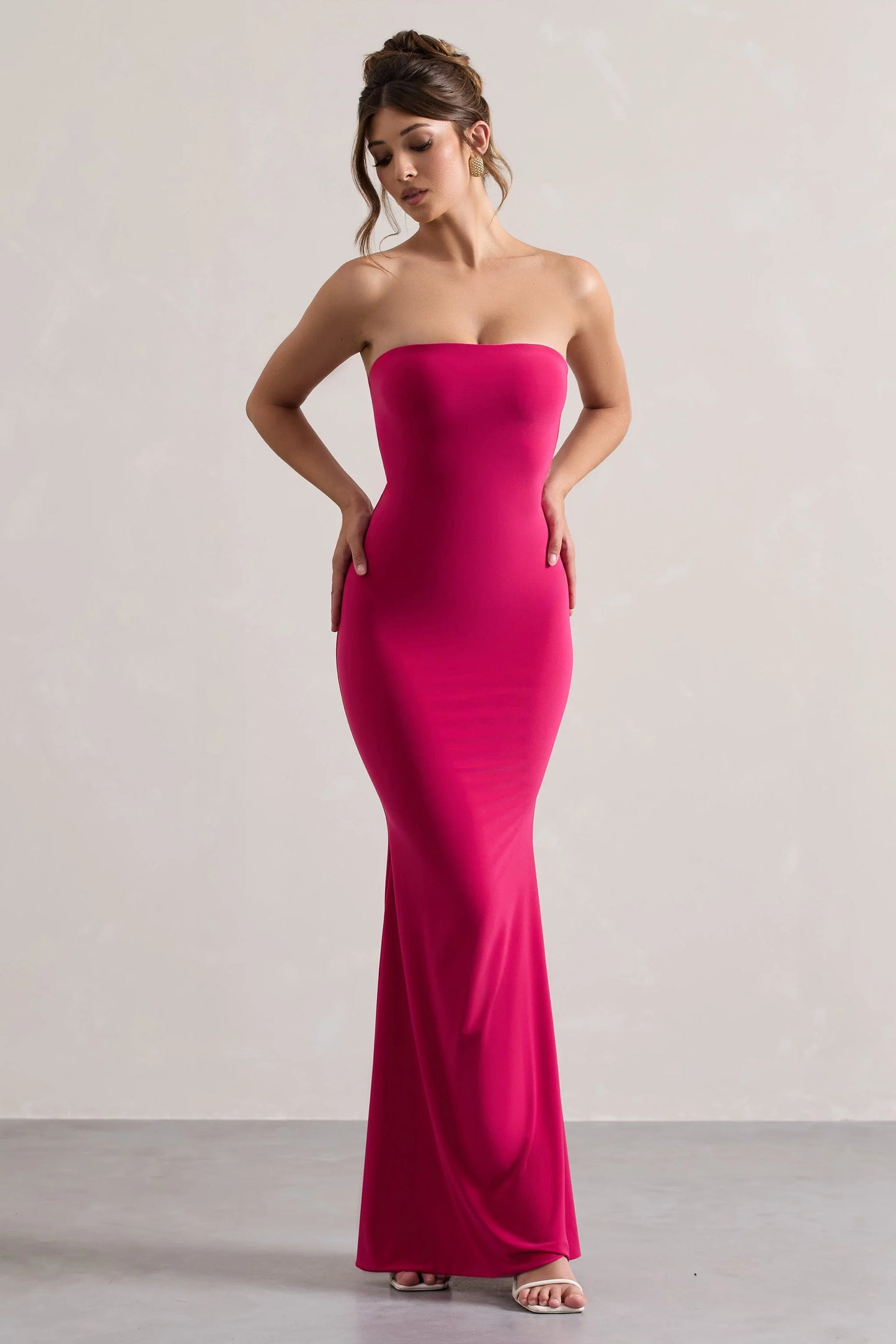 Ceremony | Hot Pink Bandeau Fishtail Maxi Dress