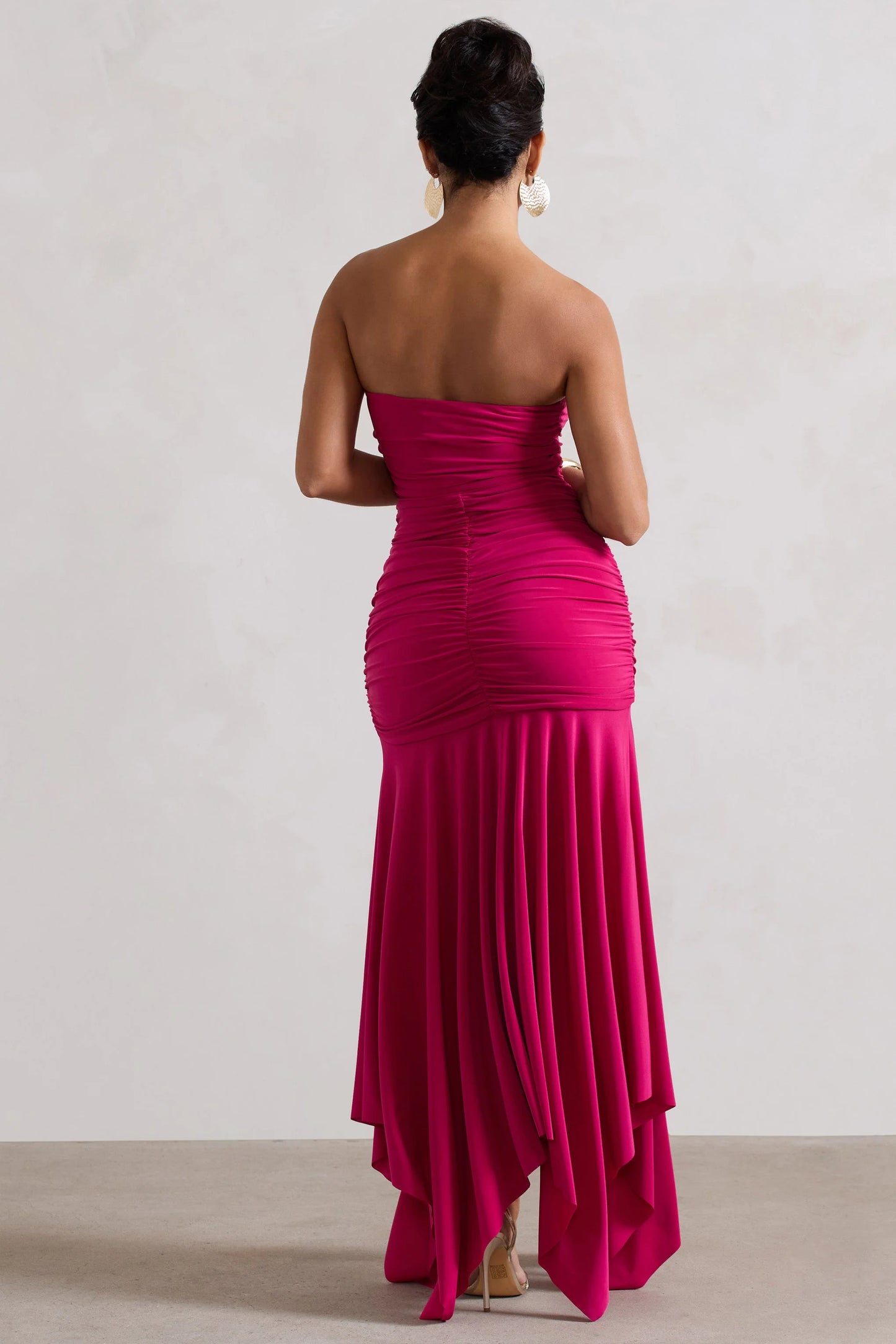 Florianne | Hot Pink Ruched Bandeau Midi Dress