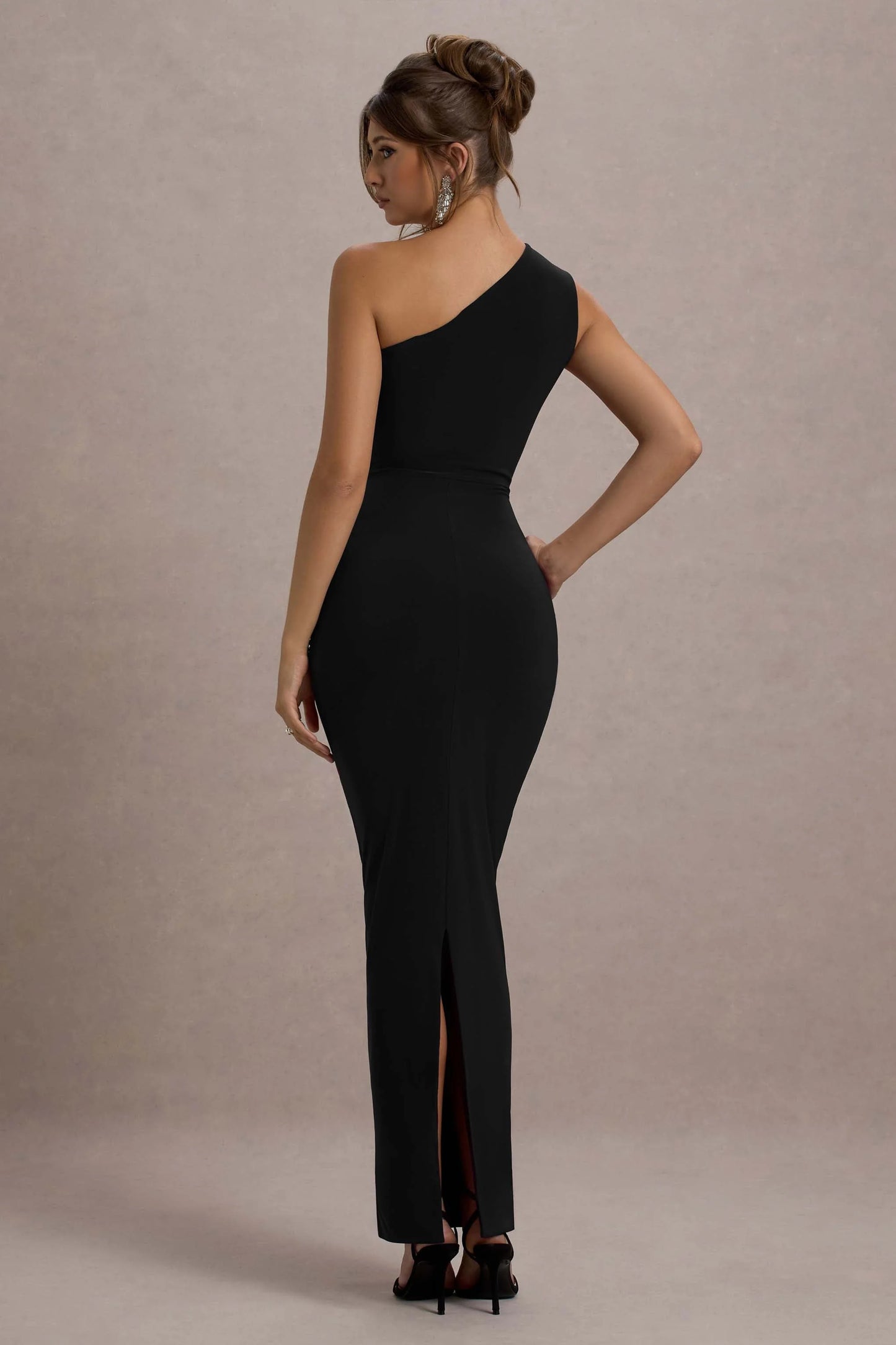 Dalarie | Black One-Shoulder Gathered Maxi Dress