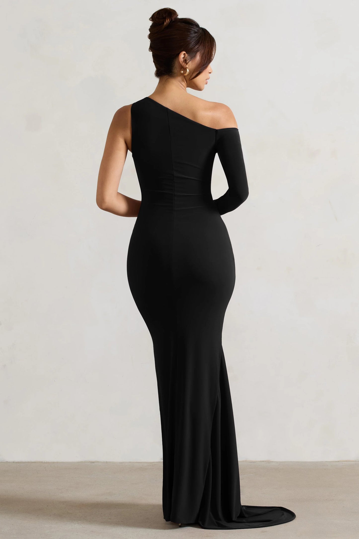 Contradiction | Black One-Sleeve Asymmetric Maxi Dress