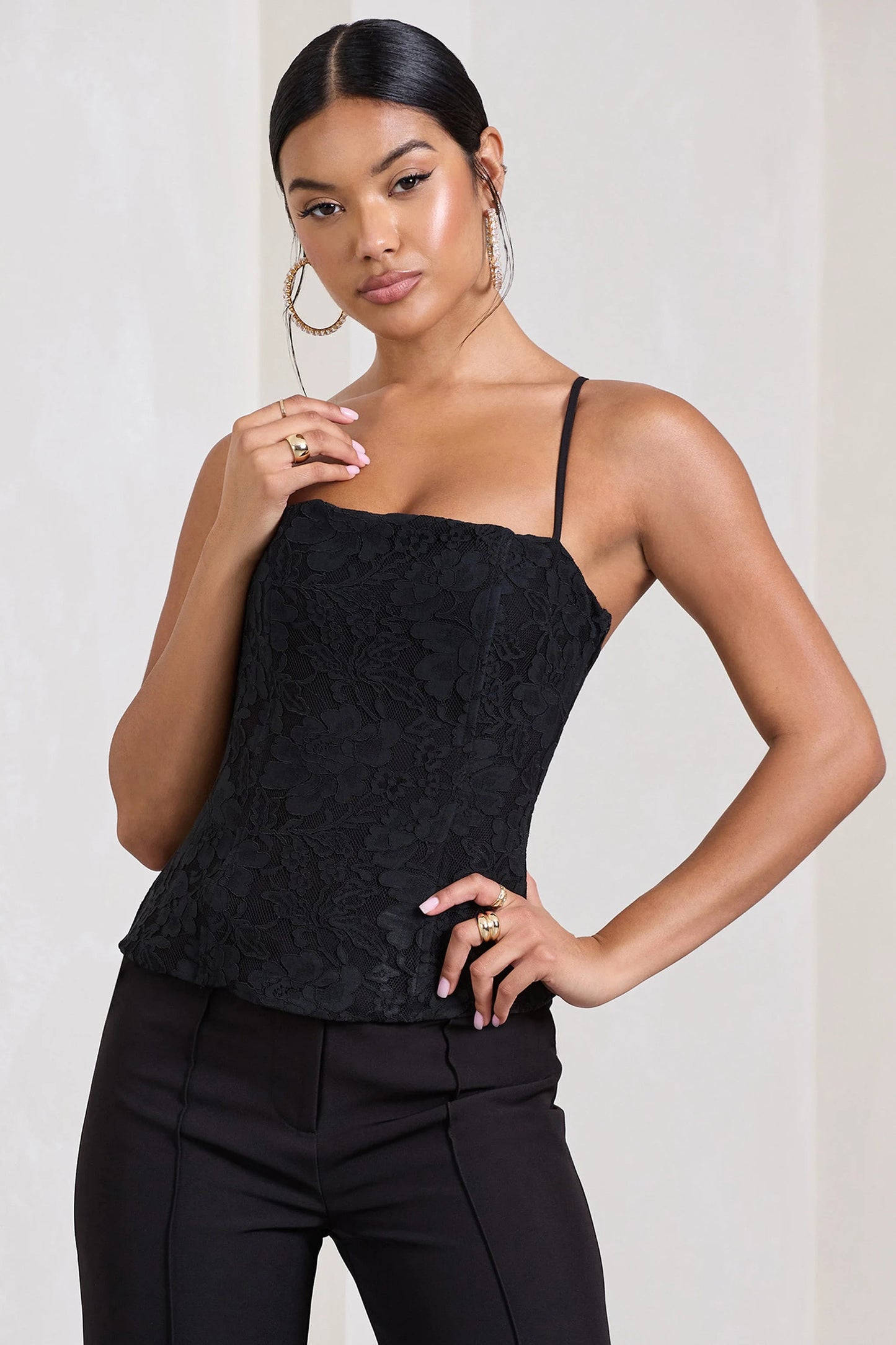 Last Look | Black Lace Strappy Corset Top