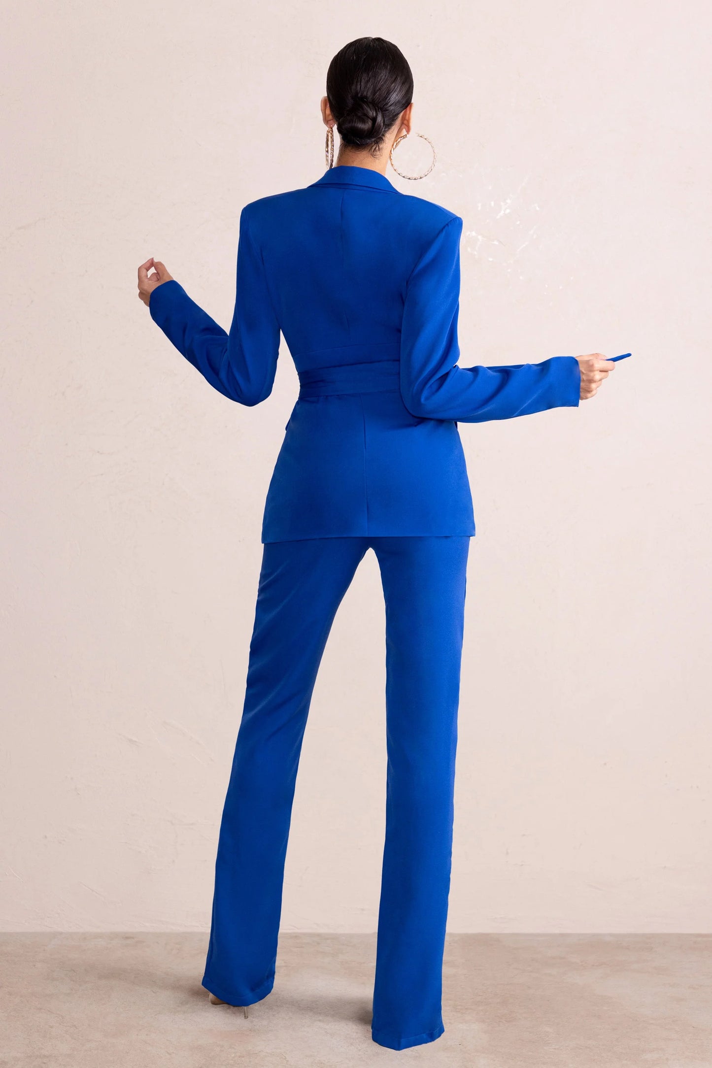 Checked Out | Electric Blue Split Front Trousers