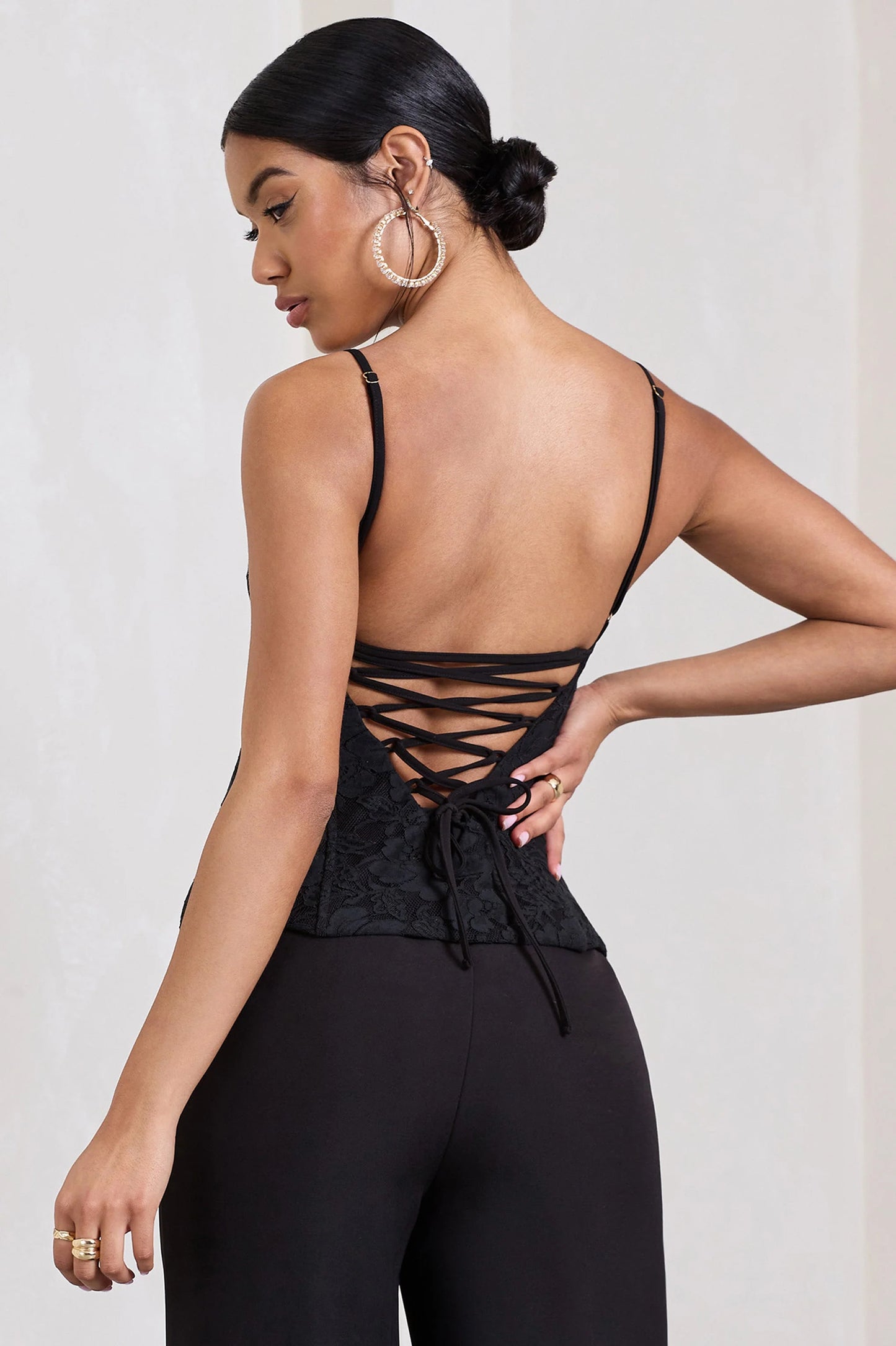 Last Look | Black Lace Strappy Corset Top