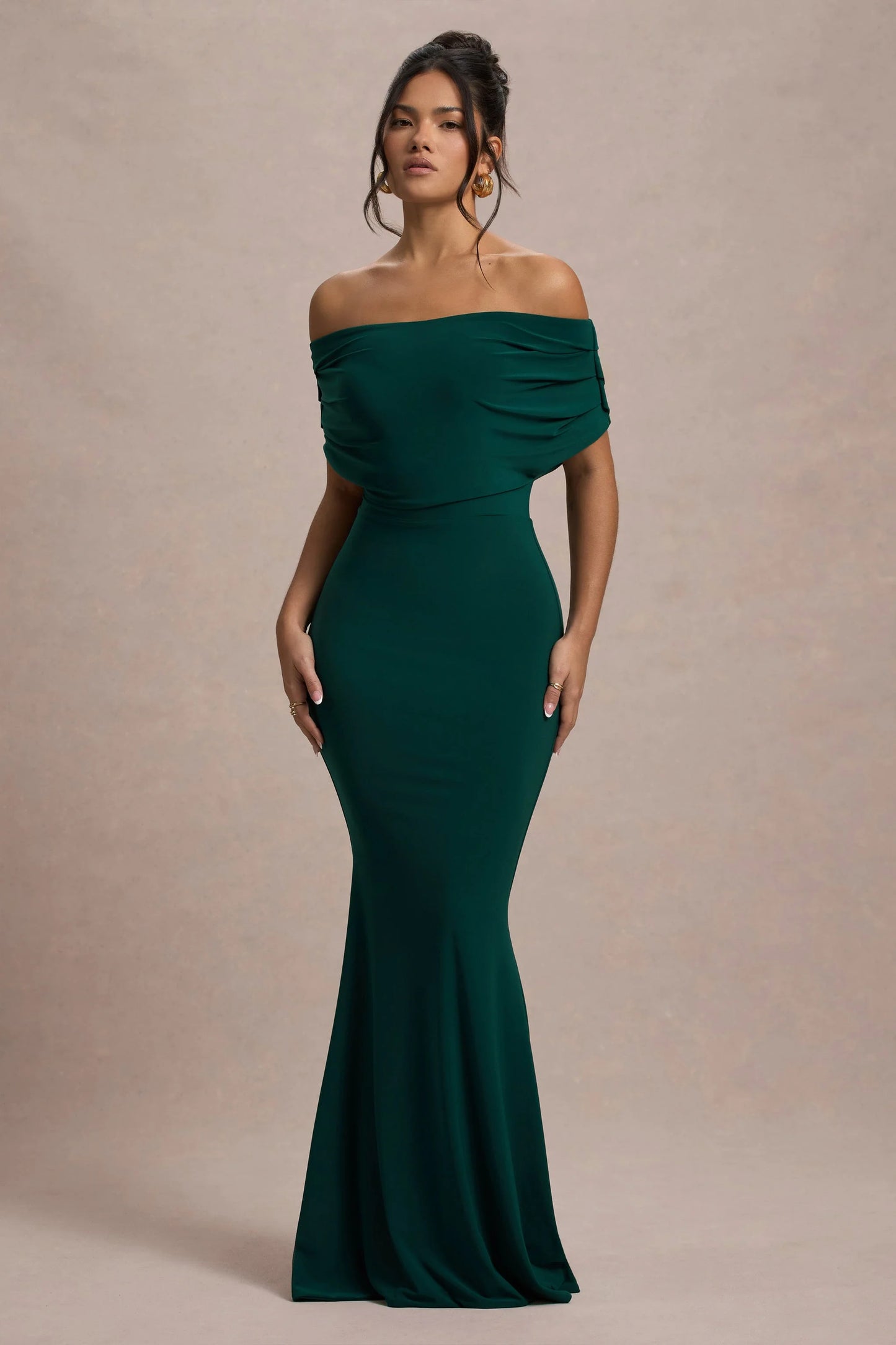 Bowden | Bottle Green Bardot Maxi Dress