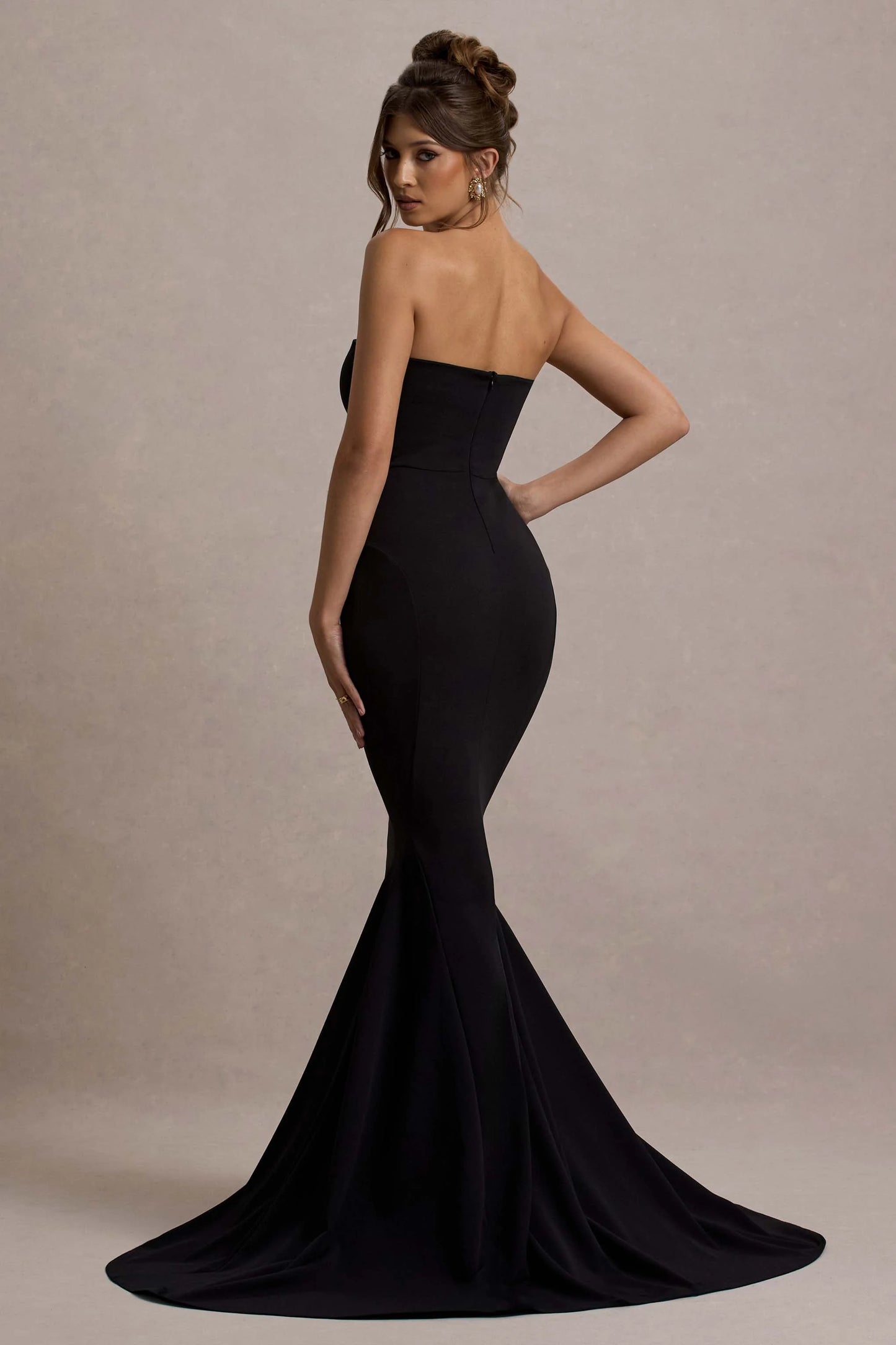 Impress Me | Black Strapless Bandeau Fishtail Maxi Dress