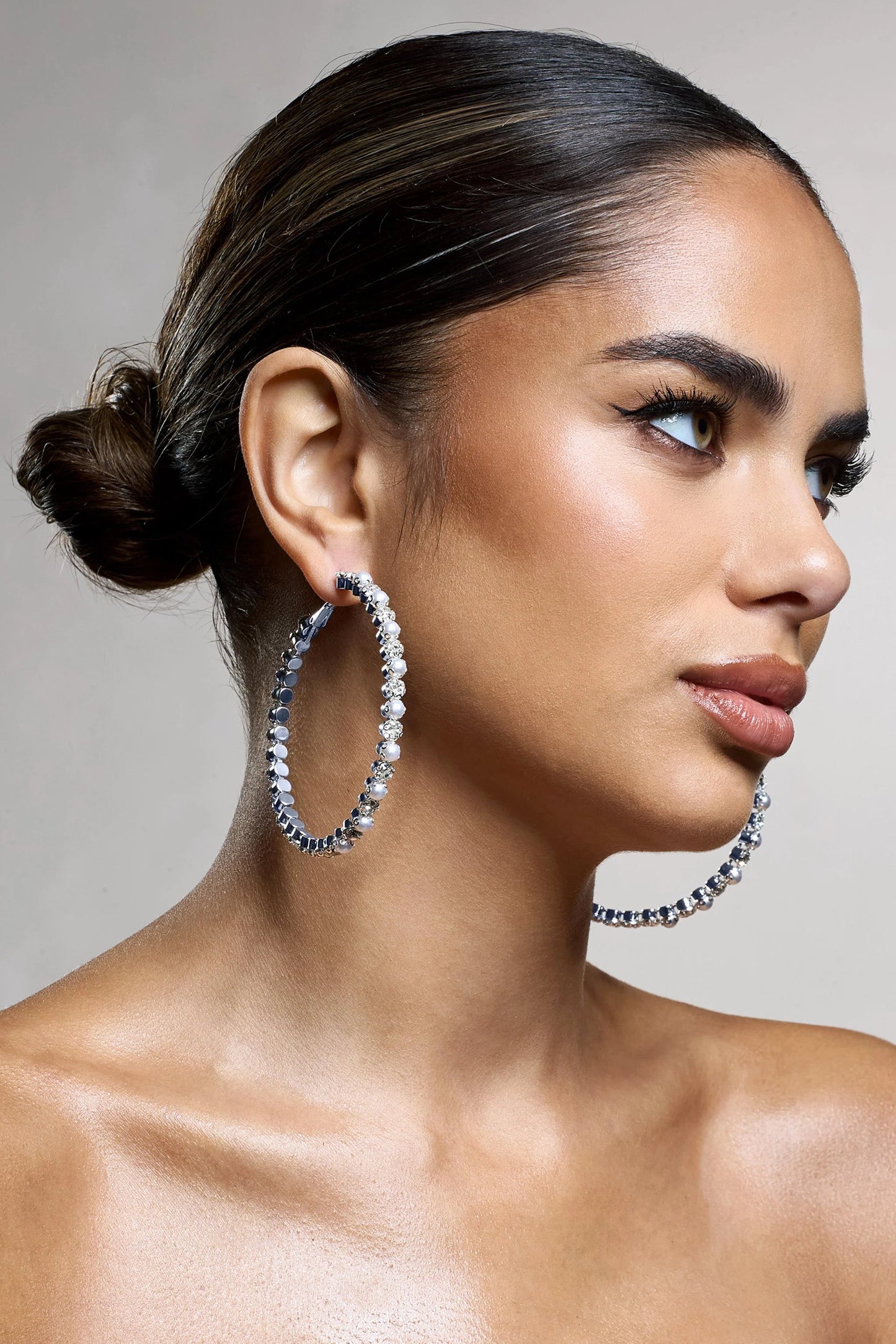 Kassandra | Silver Diamante Hoop Earrings