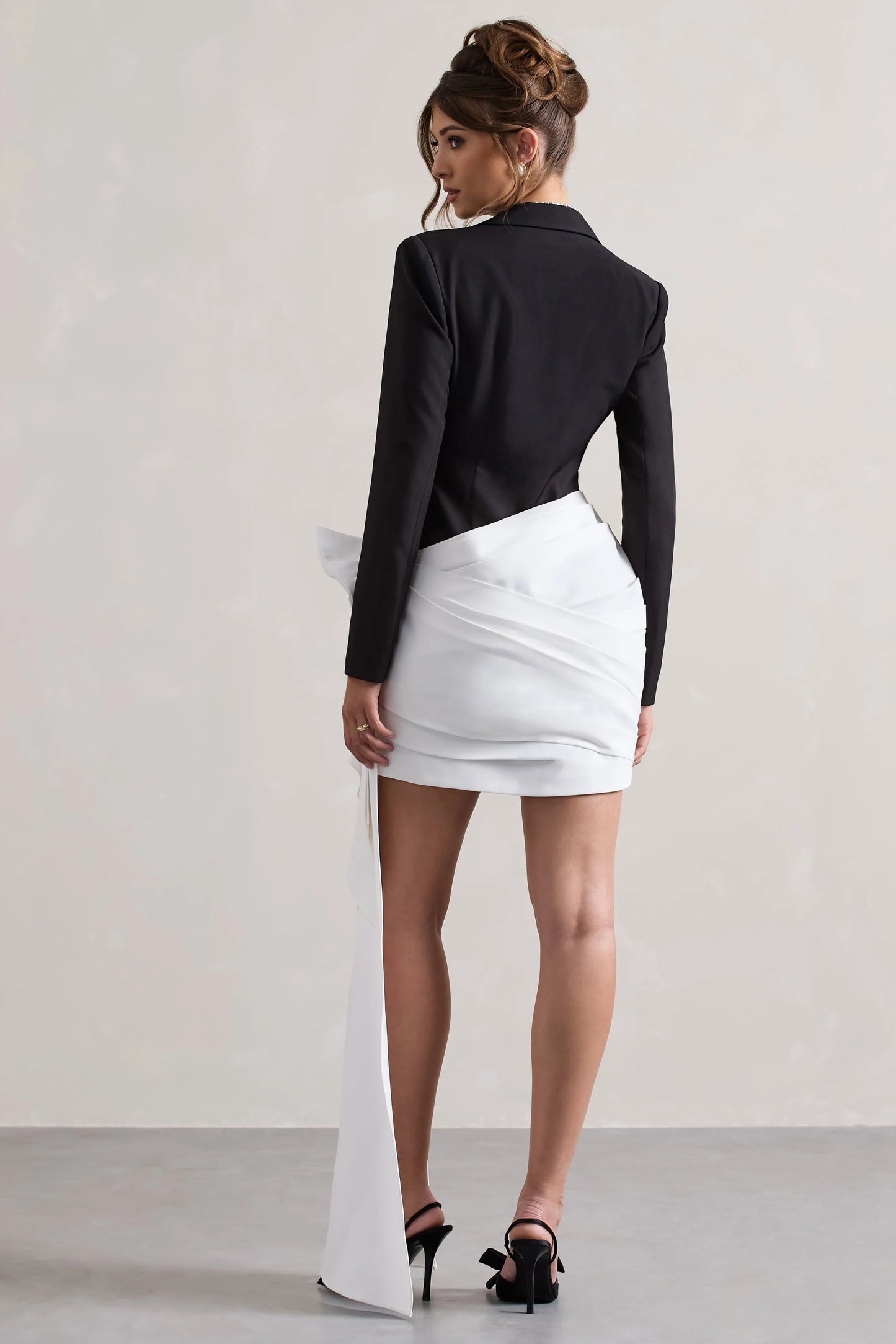 Capital | Black Tailored Blazer Mini Dress With Side Drape