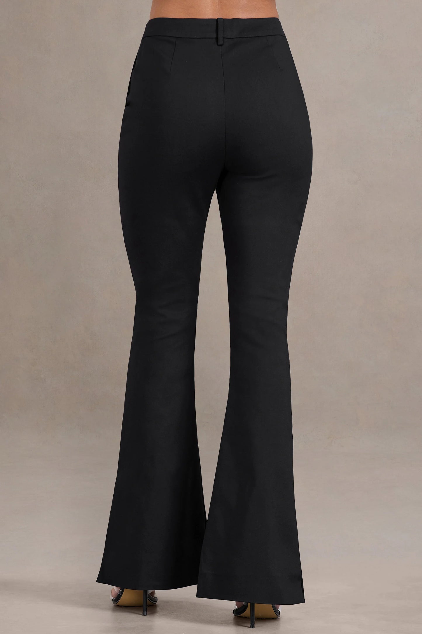 Brianca | Black High-Waisted Split Wide-Leg Trousers