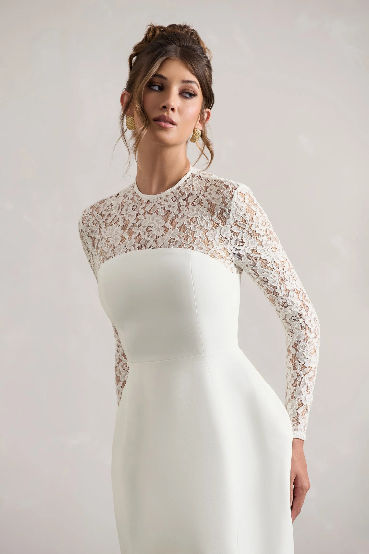 Birdie | White Lace Long-Sleeve Mini Dress