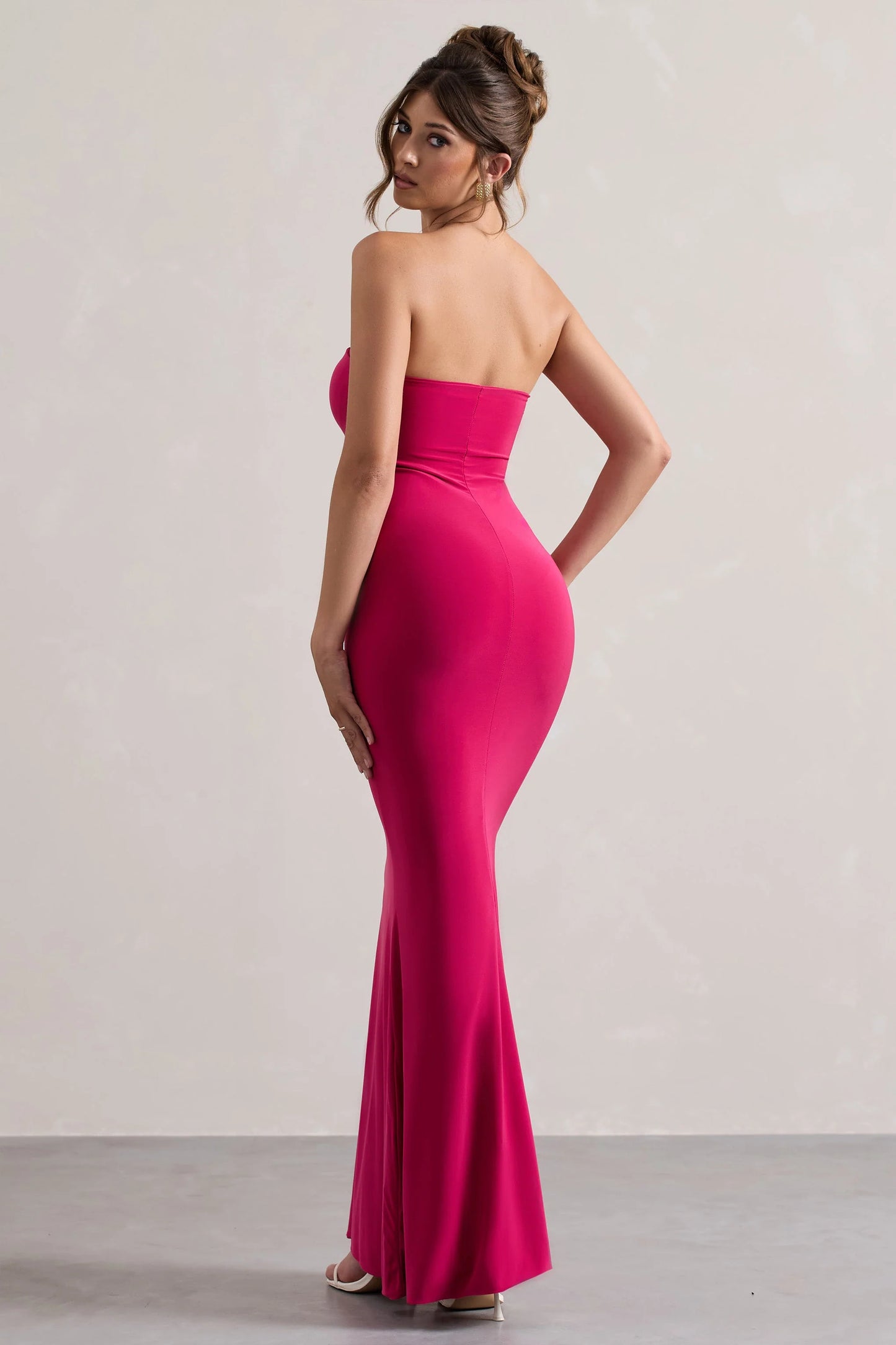 Ceremony | Hot Pink Bandeau Fishtail Maxi Dress