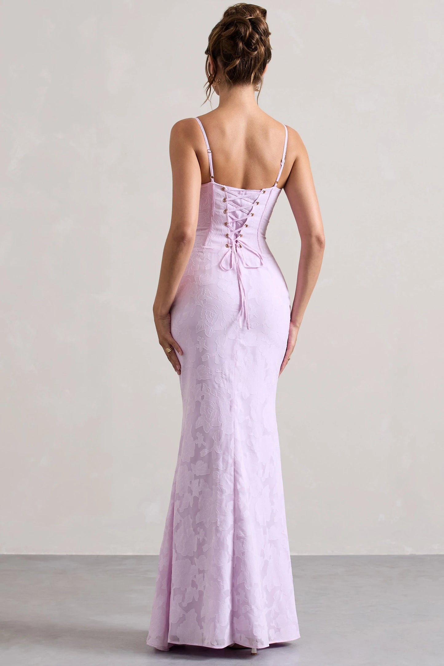 Intimacy | Lilac Lace Corset Split Maxi Dress