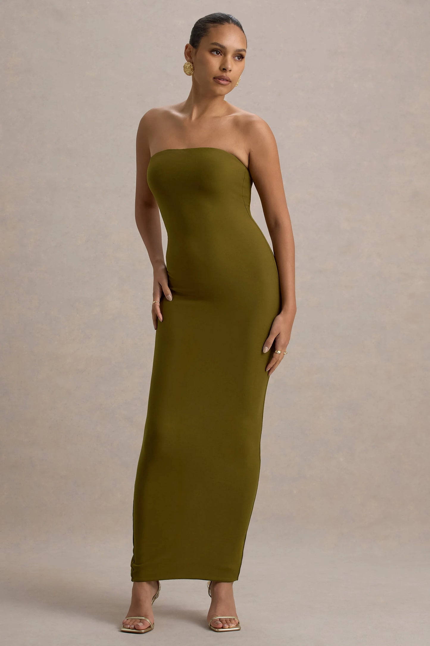 Angelie | Green Bandeau Bodycon Maxi Dress