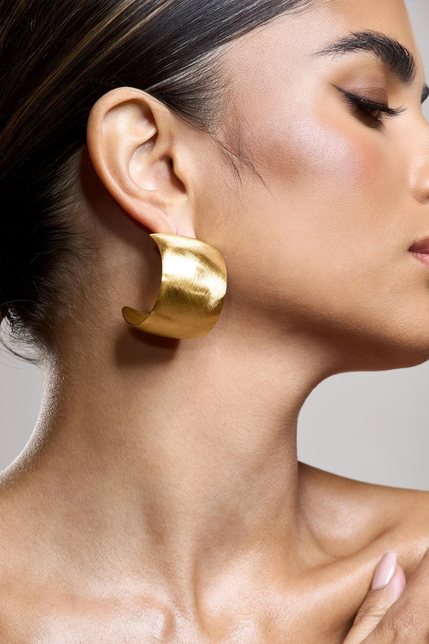 Babylon | Brushed Gold Chunky Statement Hoop Earrings