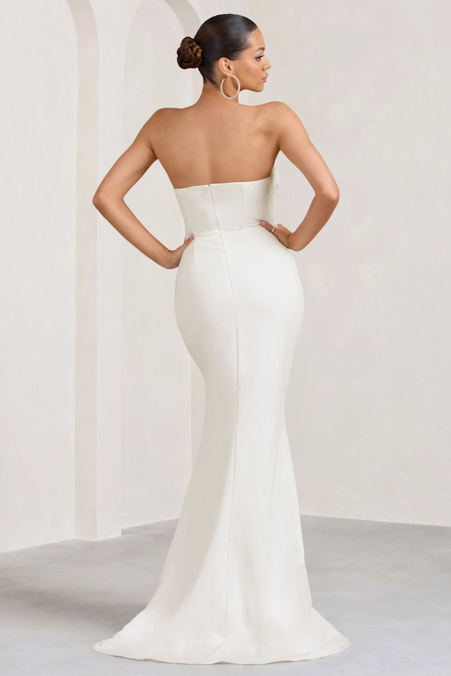 Elene | White Pleated Split Fishtail Maxi Dress