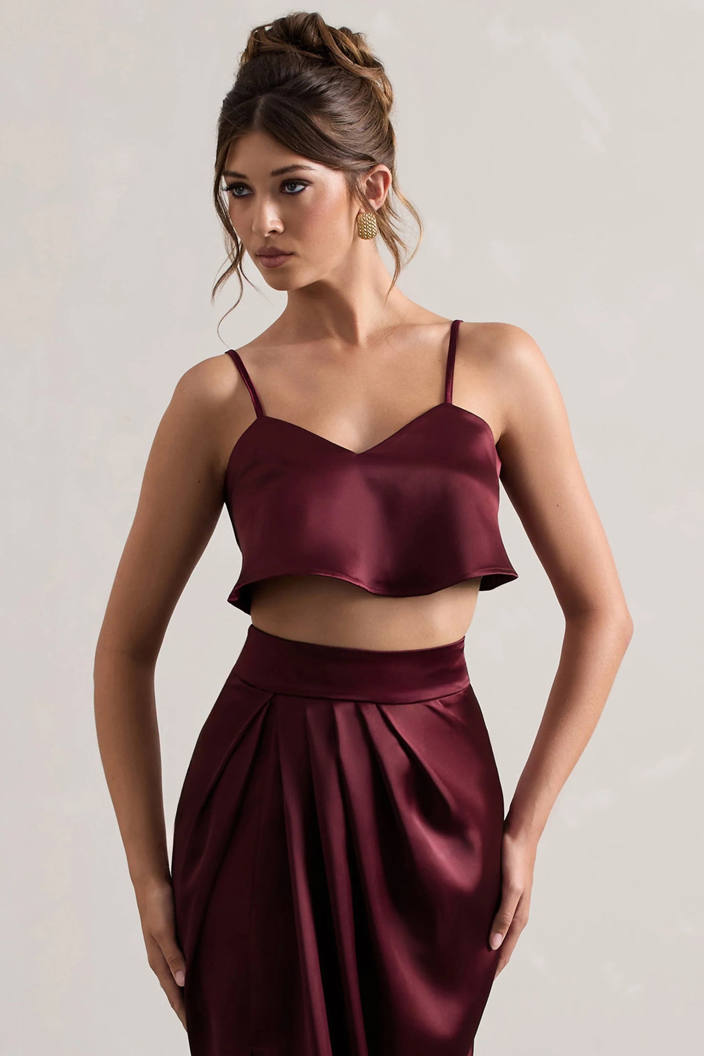 Fawn | Plum Satin Cami Crop Top