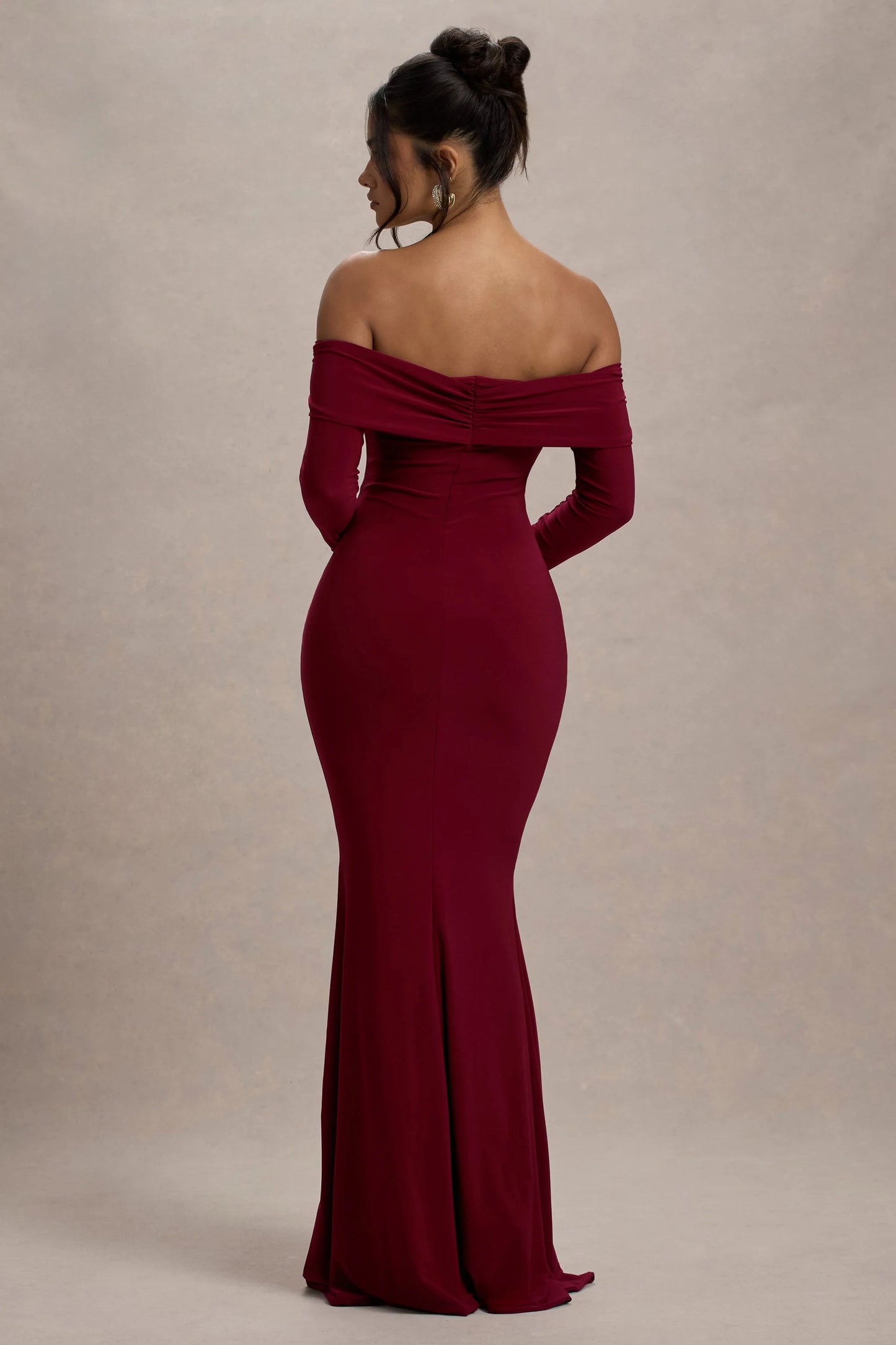 Amaia | Berry Bardot Long-Sleeve Maxi Dress