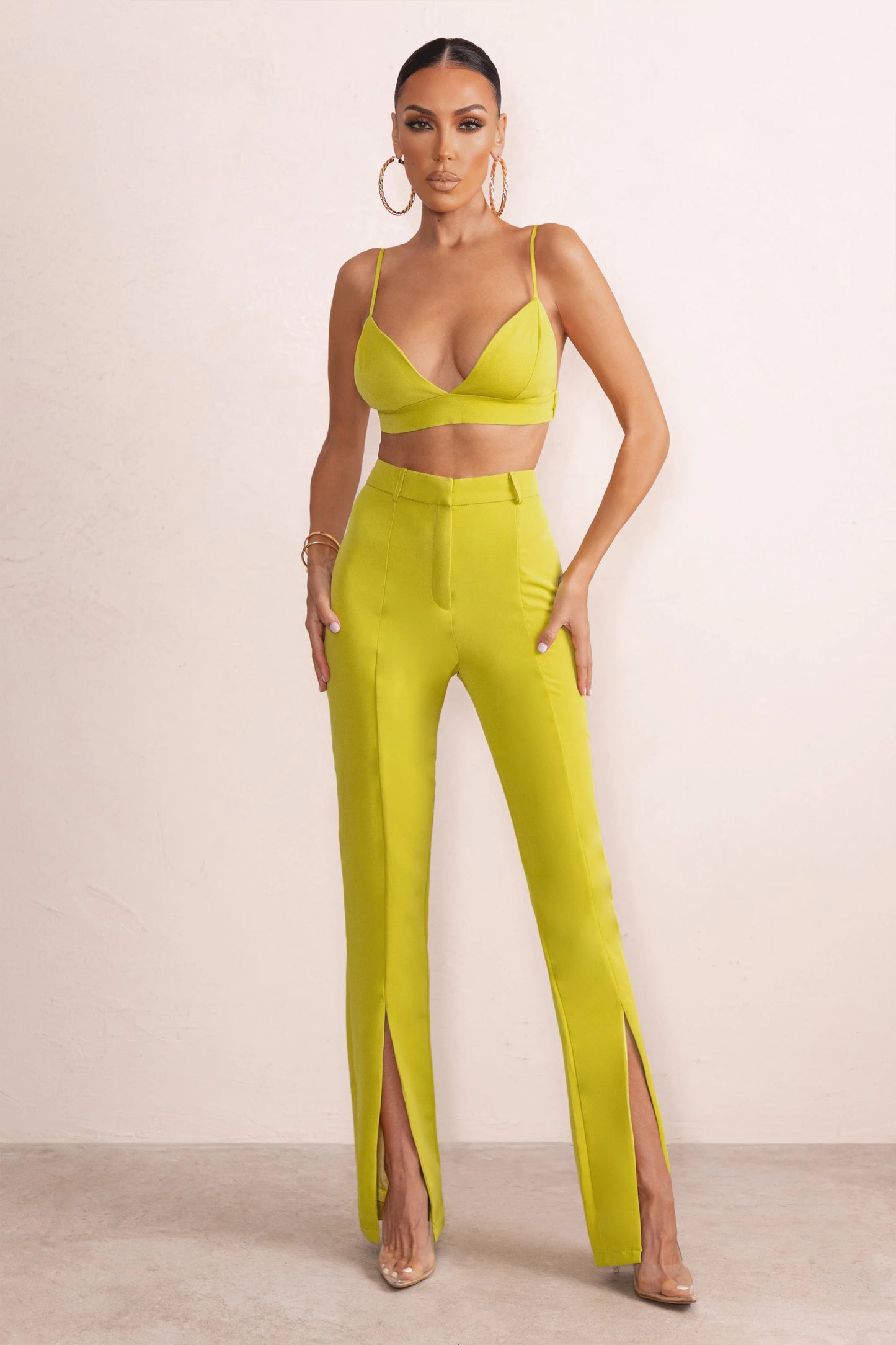 Checked Out | Yellow Split Front Pants