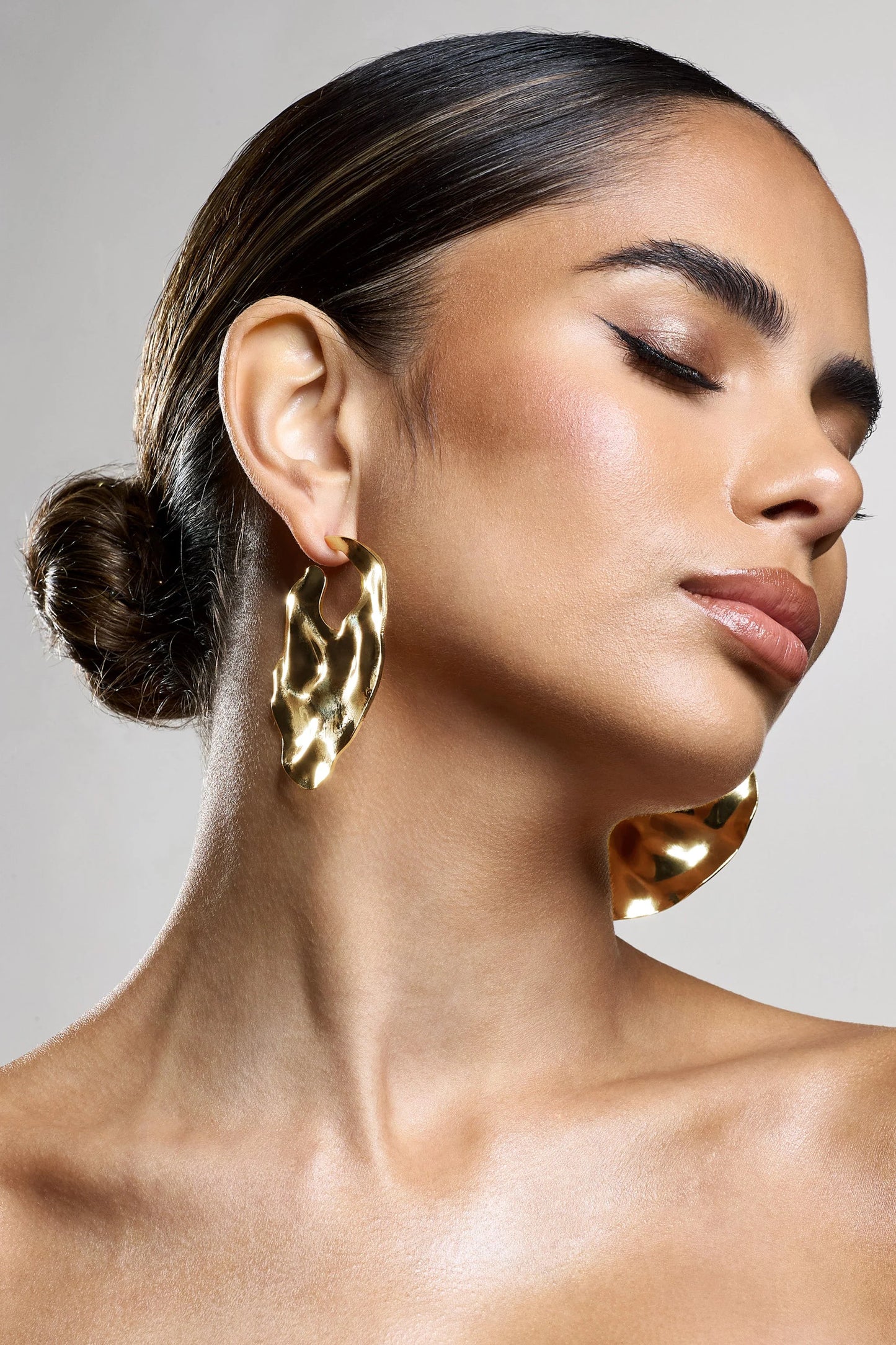 Journey | Gold Textured Abstract Disc Earrings