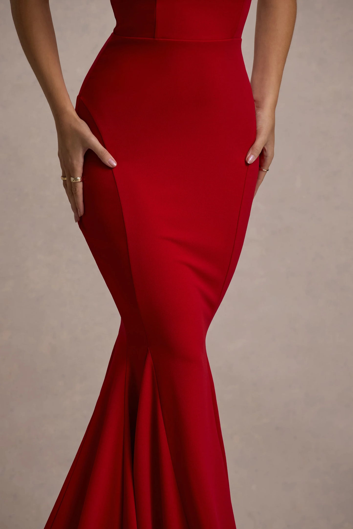 Impress Me | Red Strapless Bandeau Fishtail Maxi Dress