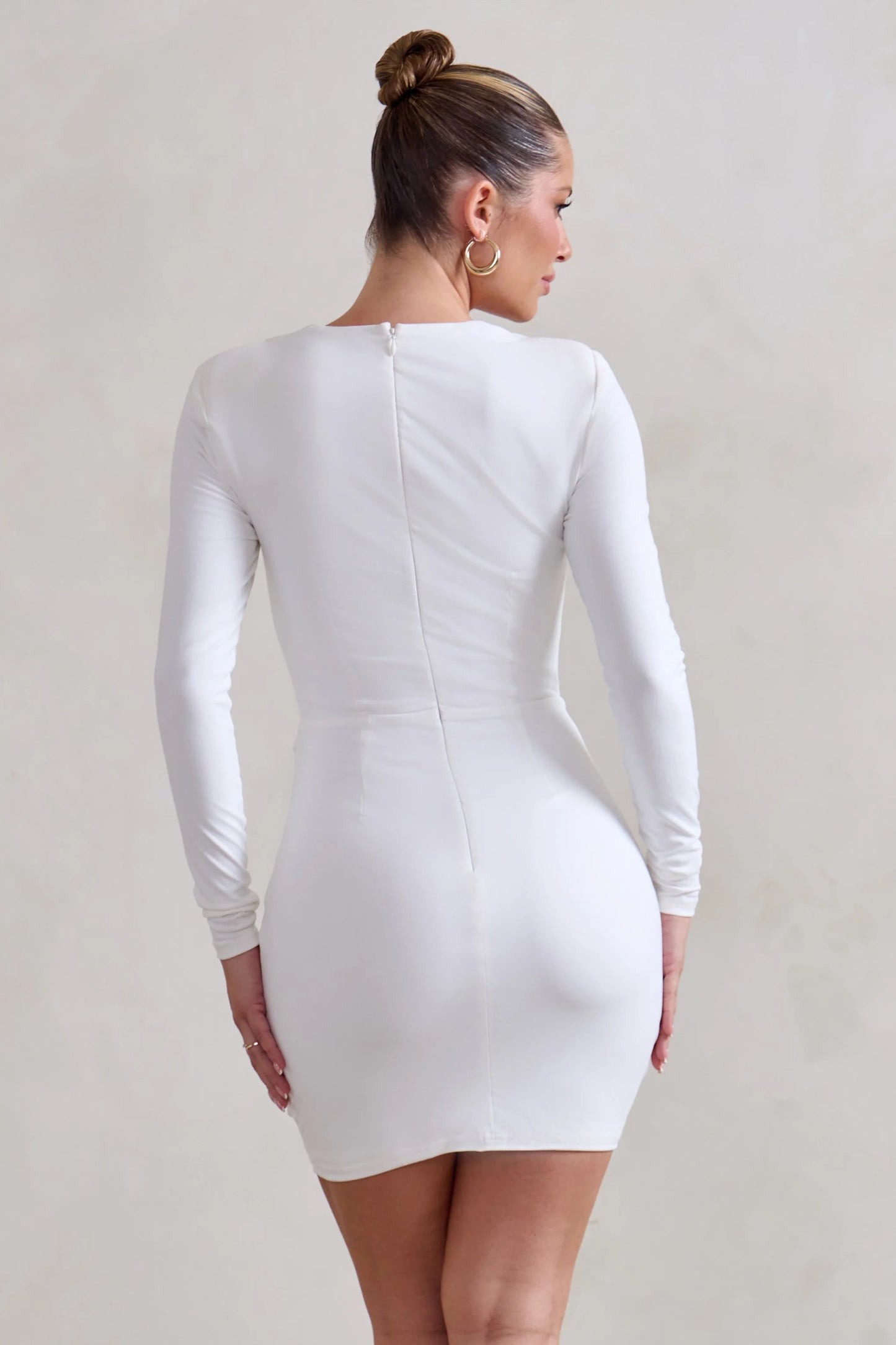 Corelle | White Long Sleeve Sweet Heart Twist Detail Mini Dress