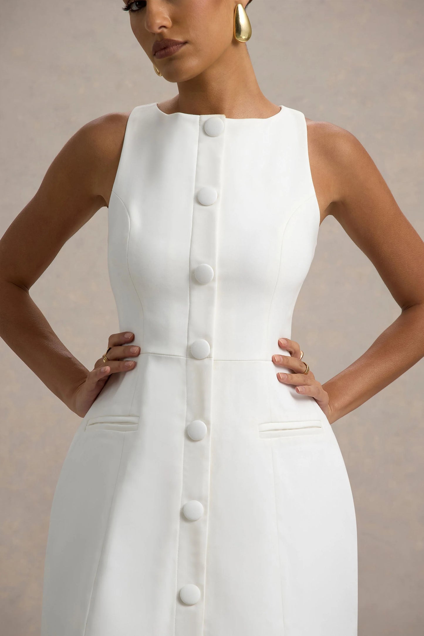 Cheri | White Tailored Sleeveless Mini Dress