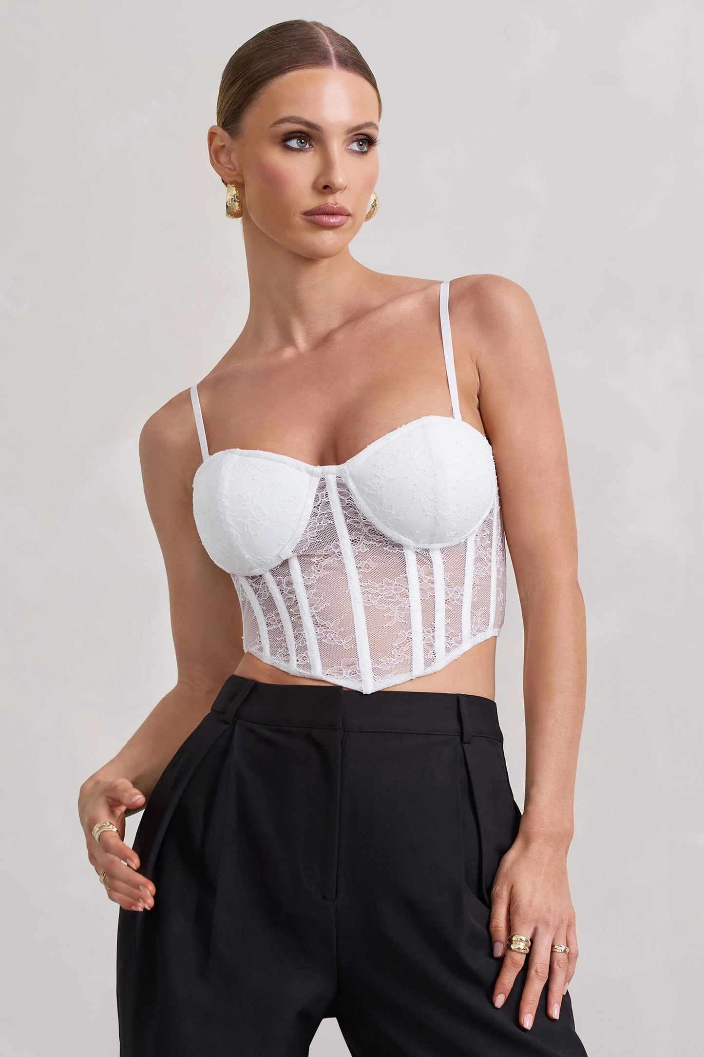 Imagination | White Lace Structured Corset Top