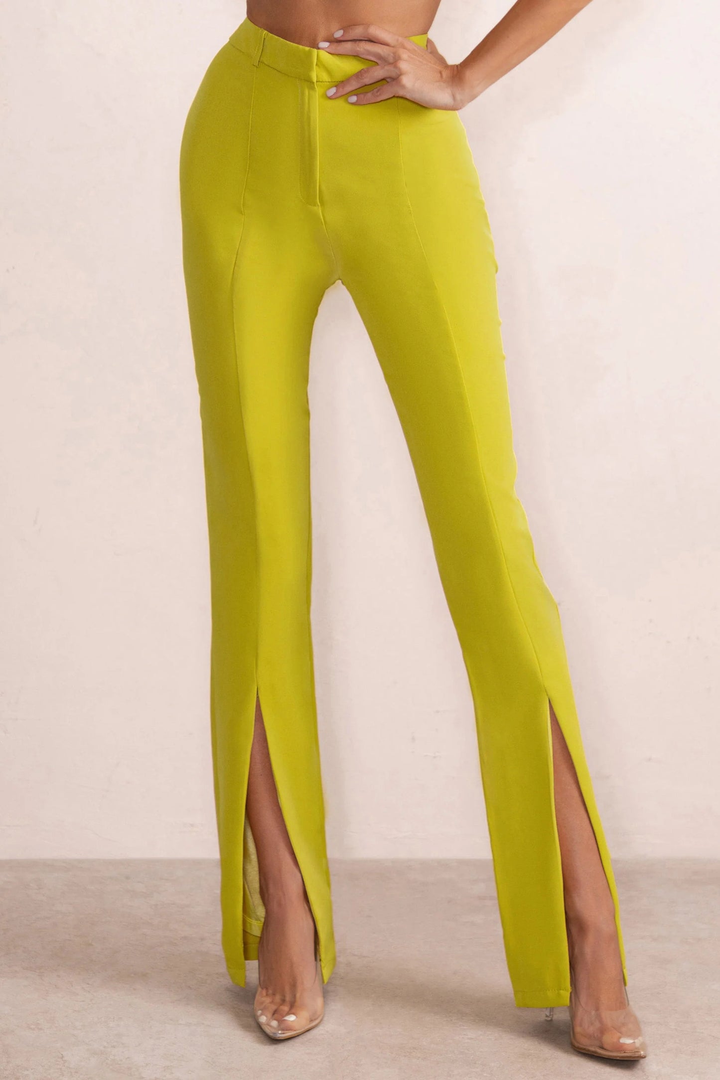 Checked Out | Yellow Split Front Pants