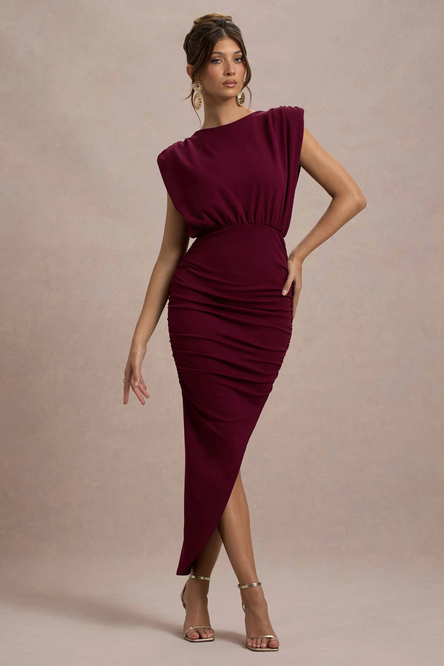 Jennifer | Port Sleeveless Maxi Dress With Asymmetric Hem