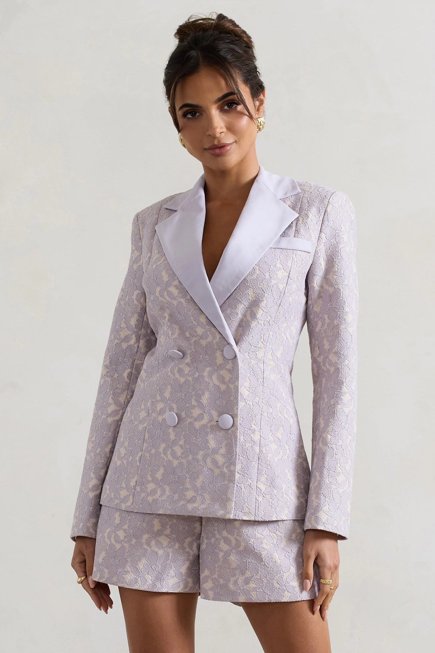 Kennedy | Mauve Lace Tailored Blazer