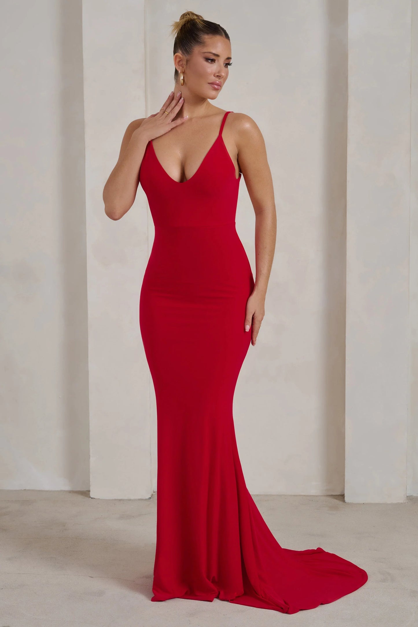 Endless Love | Red Backless Knot Detail Fishtail Maxi Dress