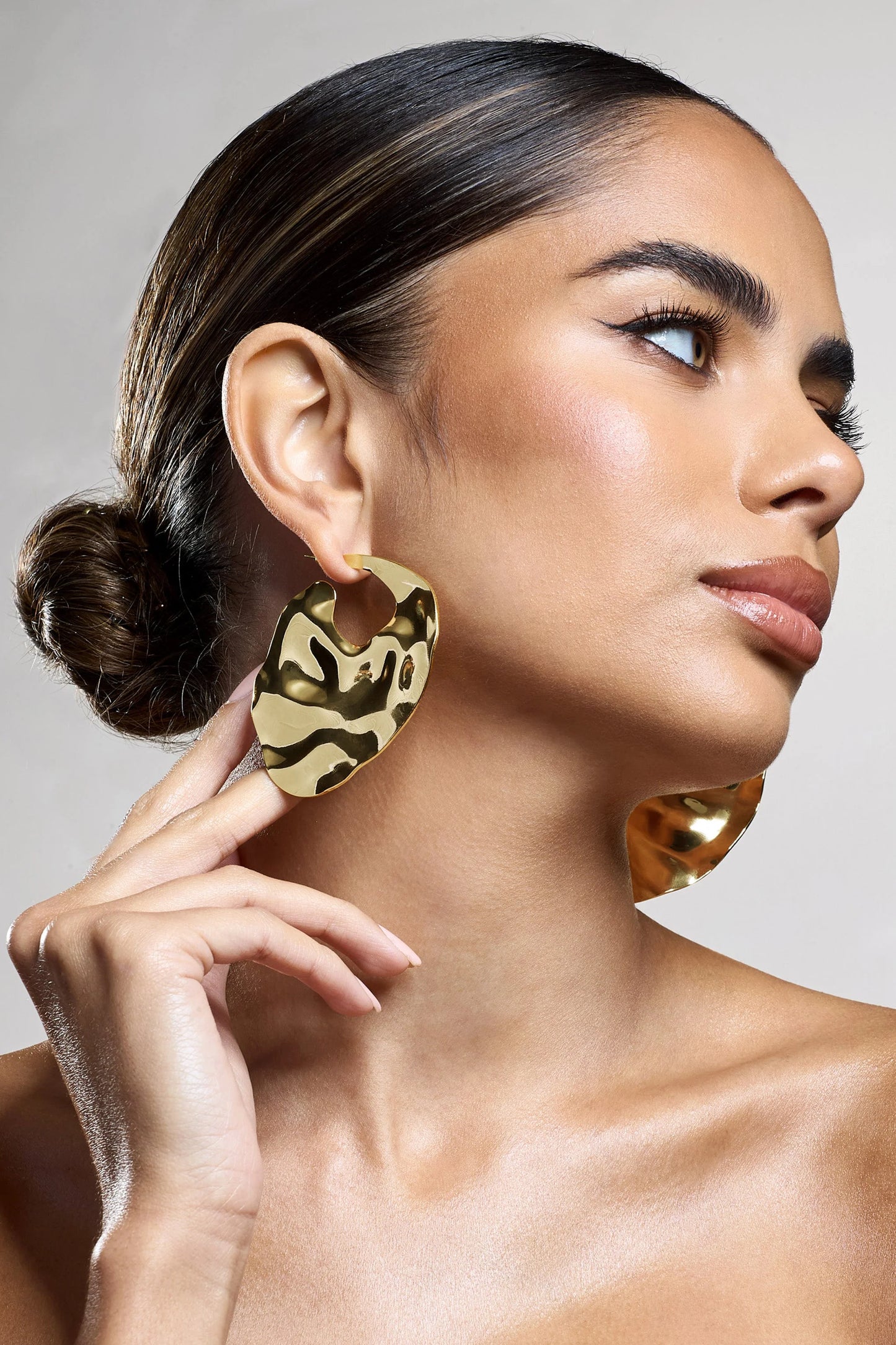 Journey | Gold Textured Abstract Disc Earrings