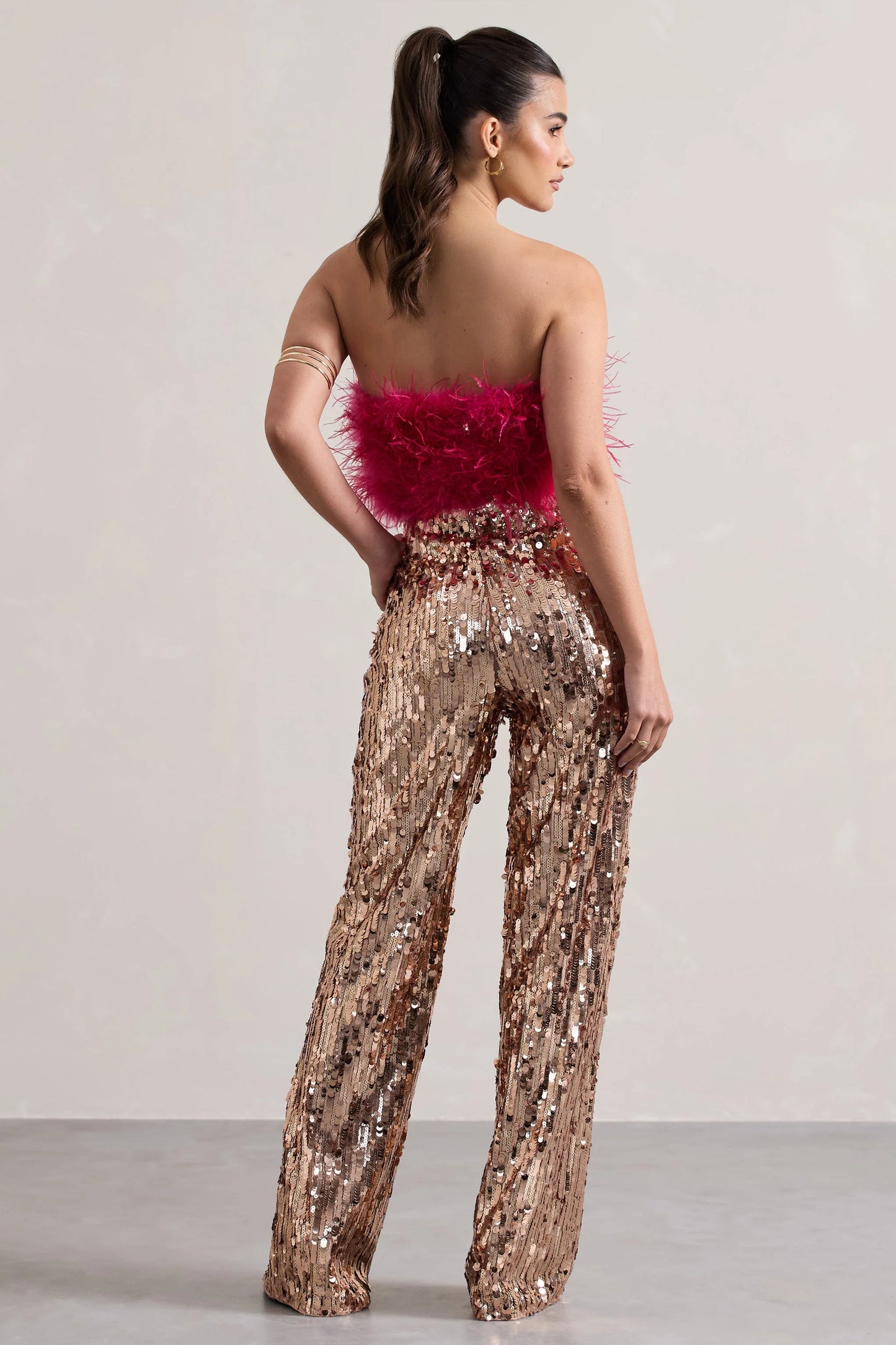 Iridescence | Gold Sequin Wide-Leg Trousers