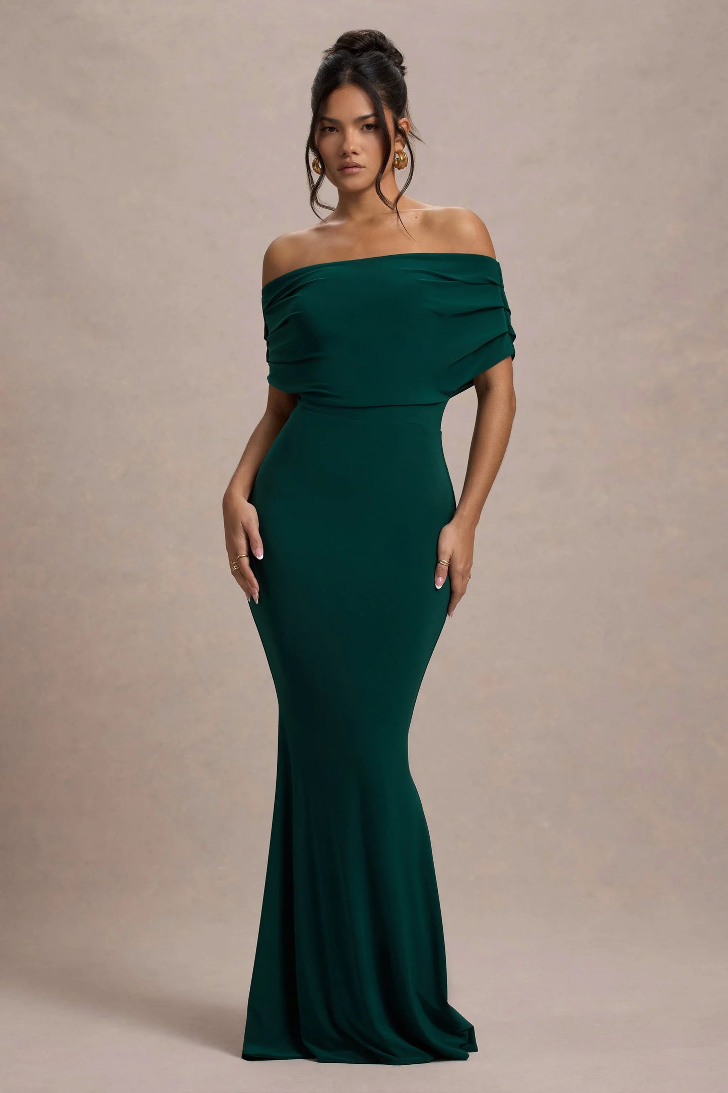 Bowden | Bottle Green Bardot Maxi Dress