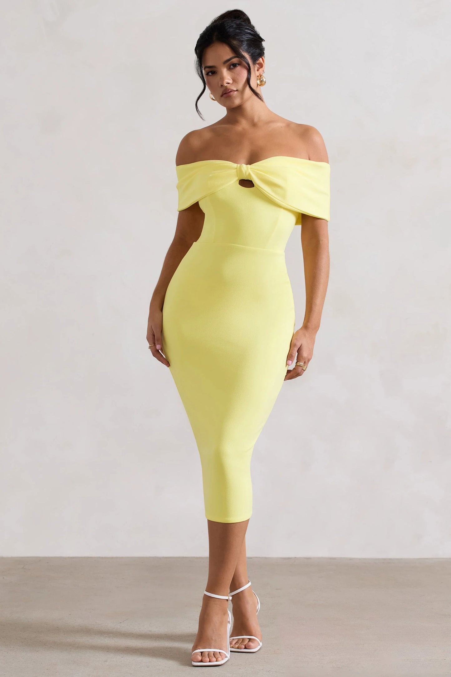 Hope | Lemon Bow Bardot Midi Dress