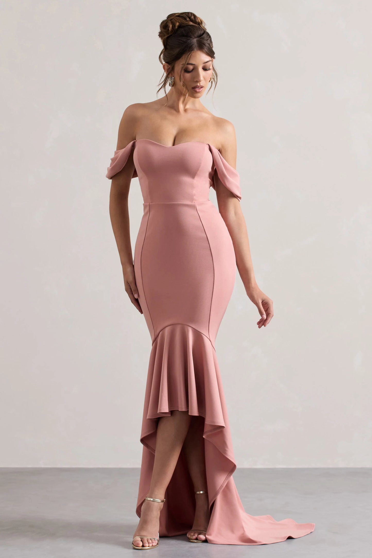 Cotillion | Blush Sweetheart High-Low Maxi Dress With Ruffle Hem