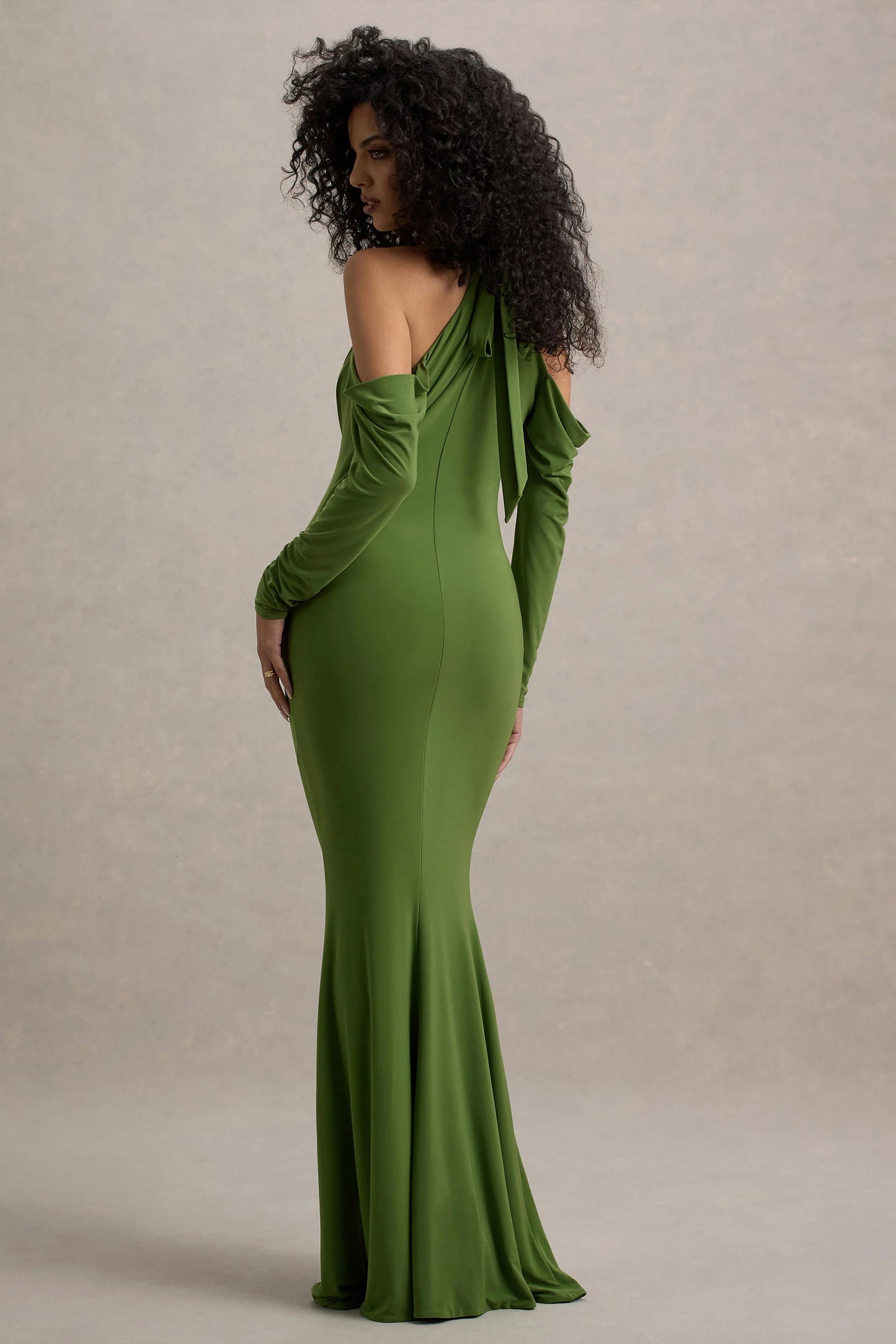 Hurghada | Green Plunge-Neck Long-Sleeve Maxi Dress