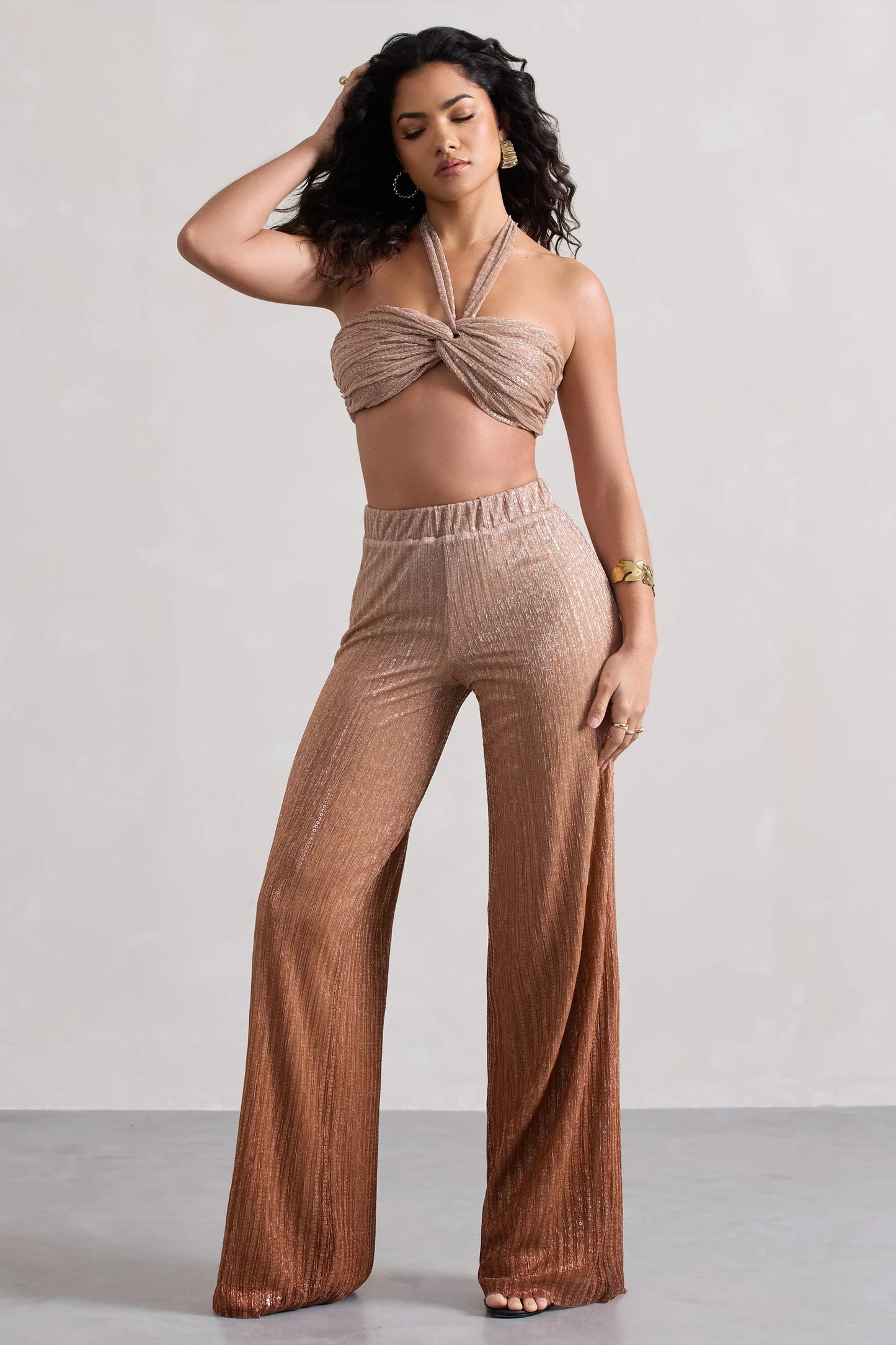 Connection | Gold Metallic Ombre Trousers