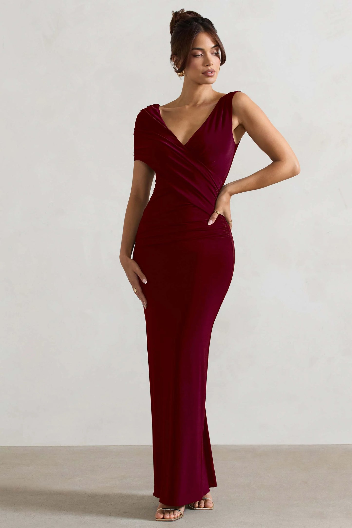 Capella | Berry Asymmetric Wrap Maxi Dress