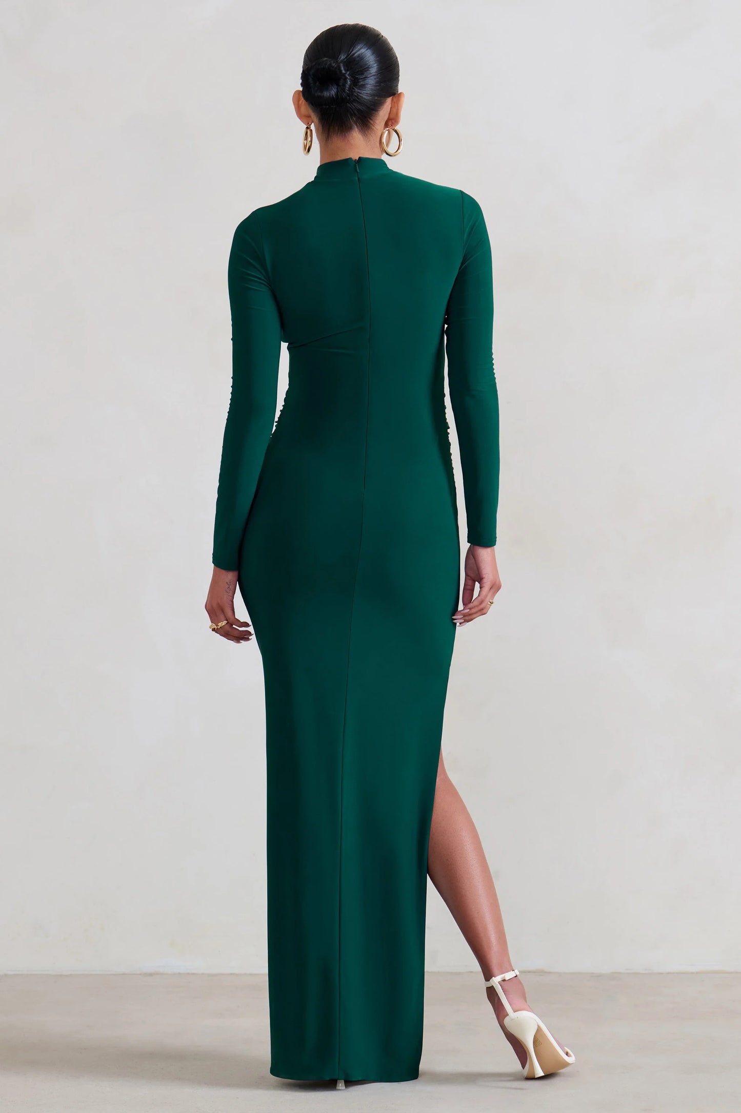 Alejandra | Green Maternity Long Sleeve High Neck Maxi Dress