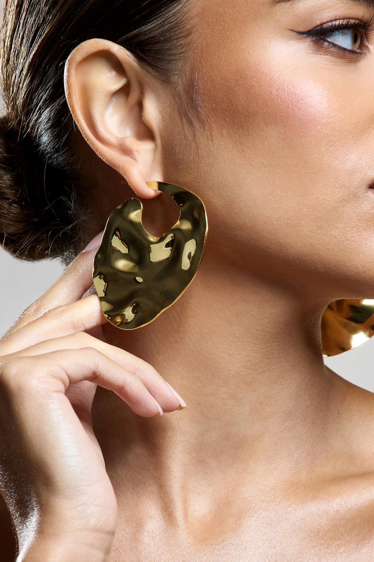 Journey | Gold Textured Abstract Disc Earrings