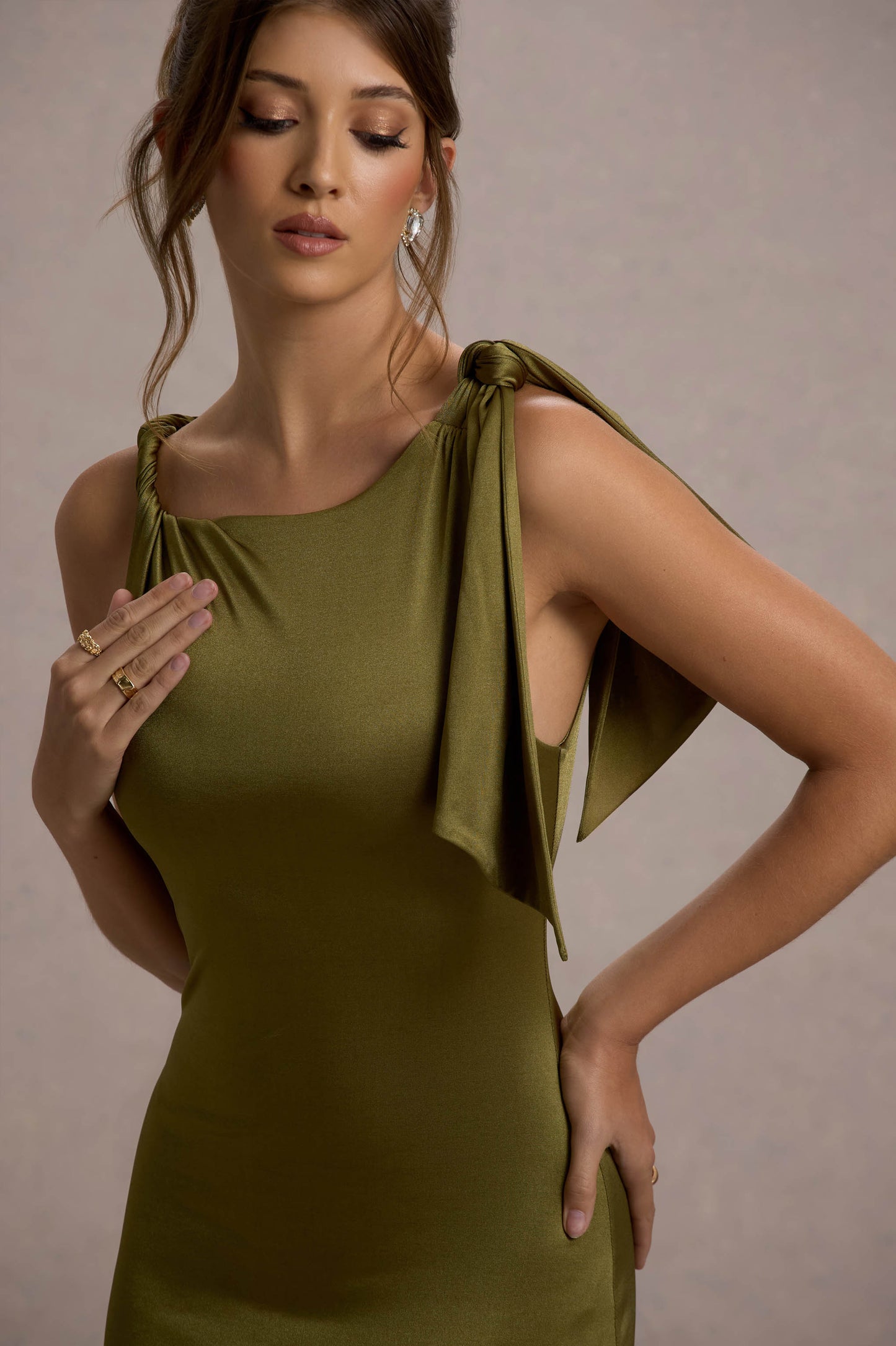 Kacey | Olive Twisted Knot Maxi Dress