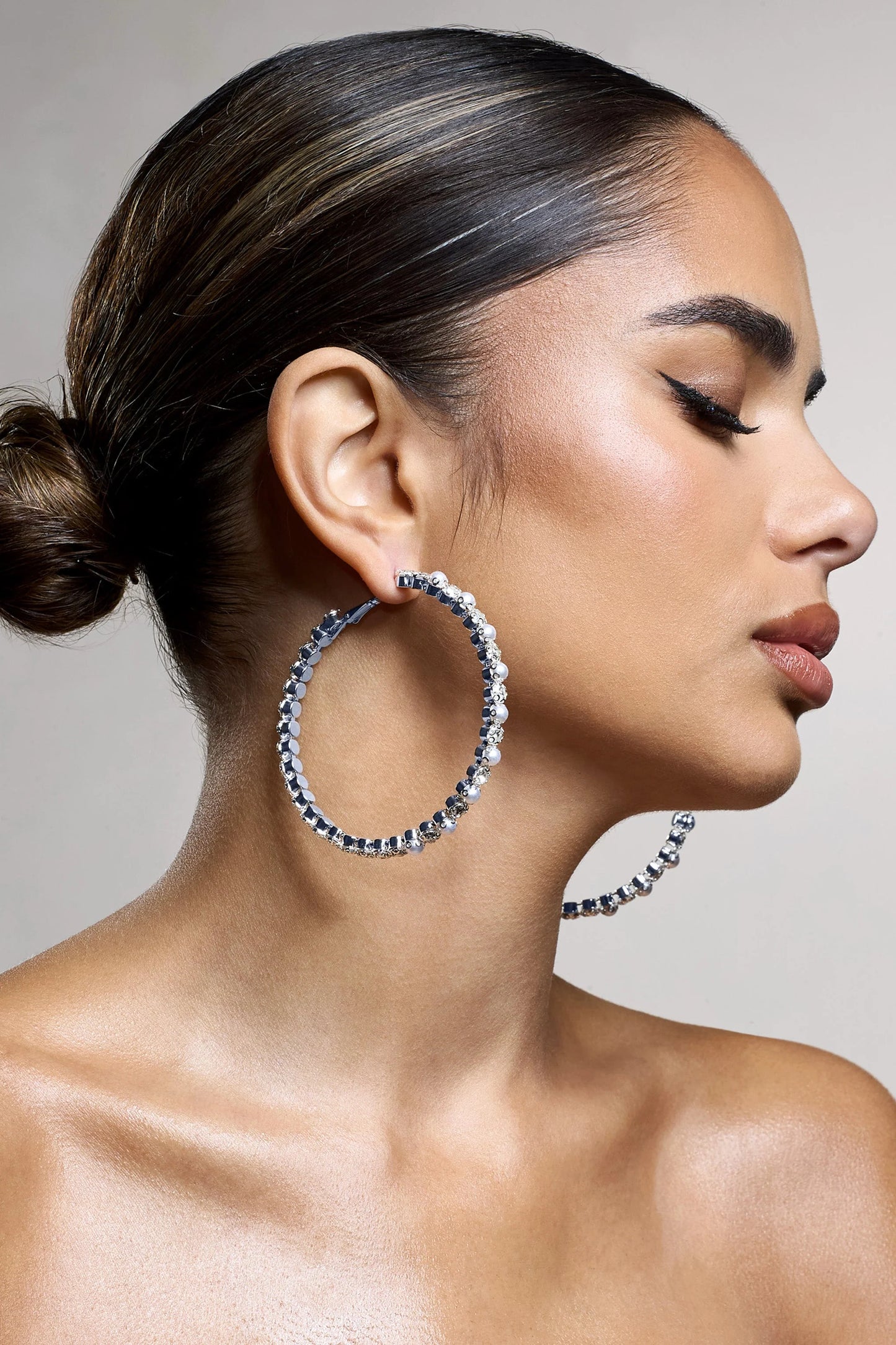 Kassandra | Silver Diamante Hoop Earrings