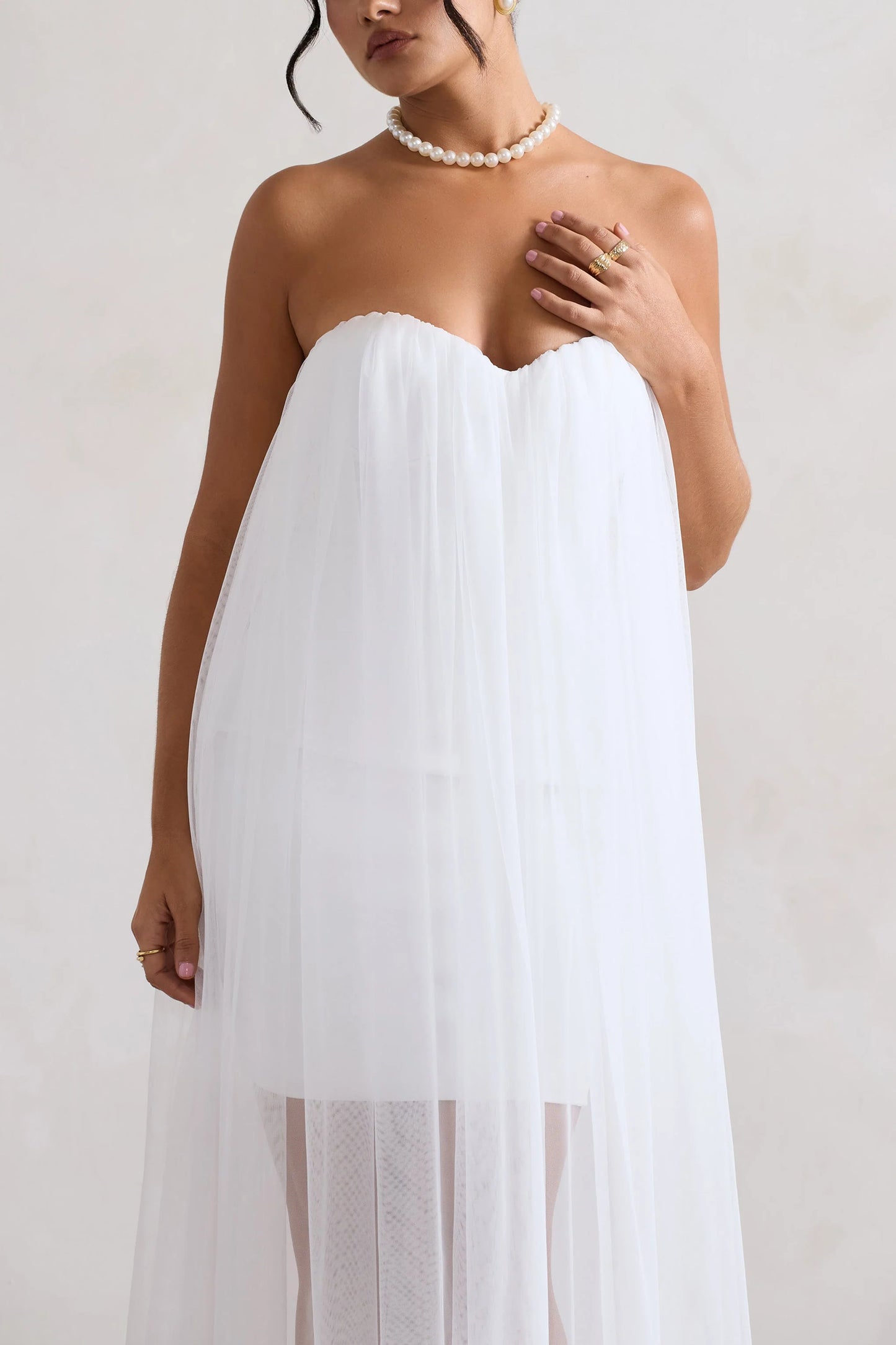 Dreamland | Ivory Sweetheart Corset Mini Dress With Tulle Overlay